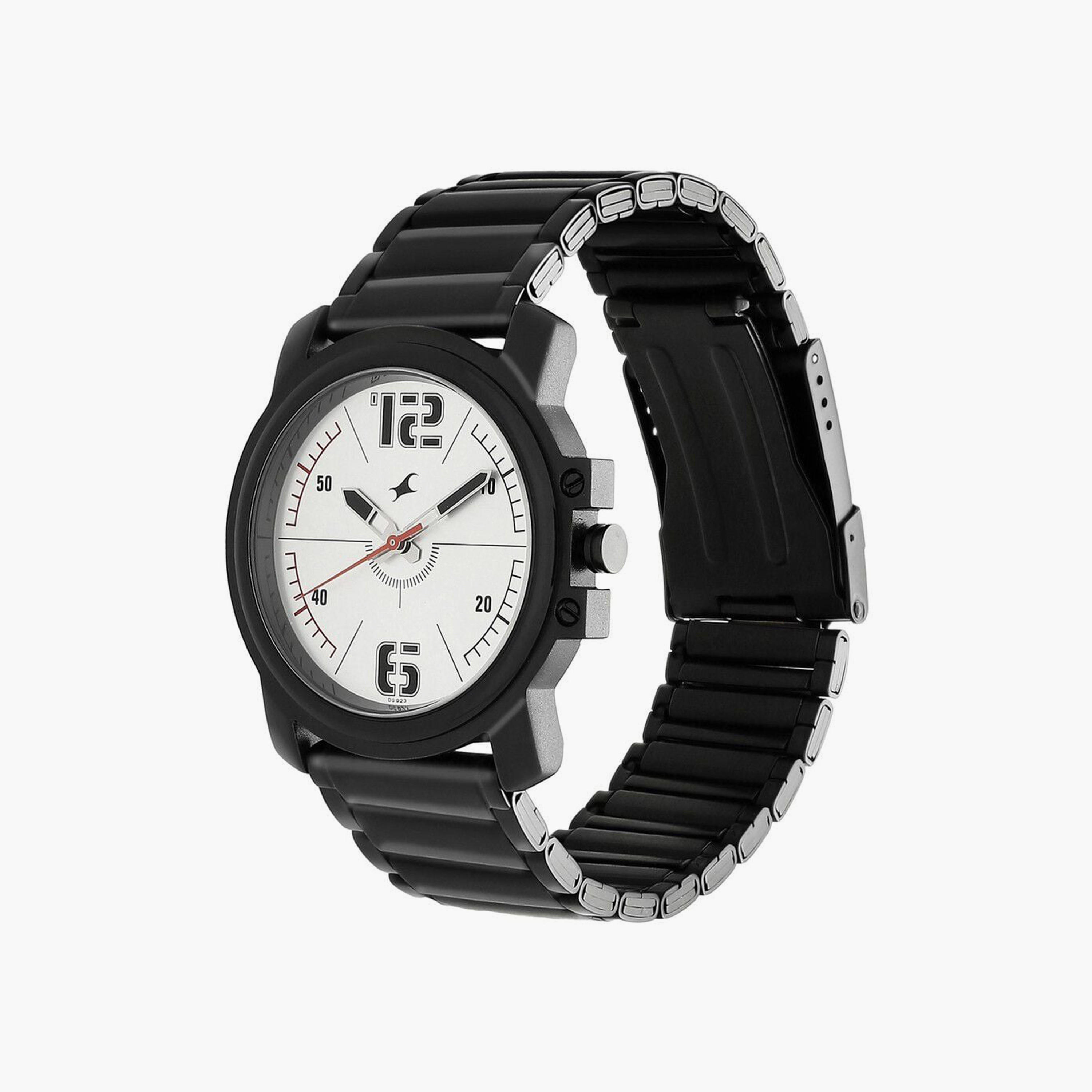 ساعة يد رجالية فاستراك بقطر 42 مم أنالوج سوداء ستانلس ستيل | 3039NM01-men-watchesandjewellery-watches-image-2