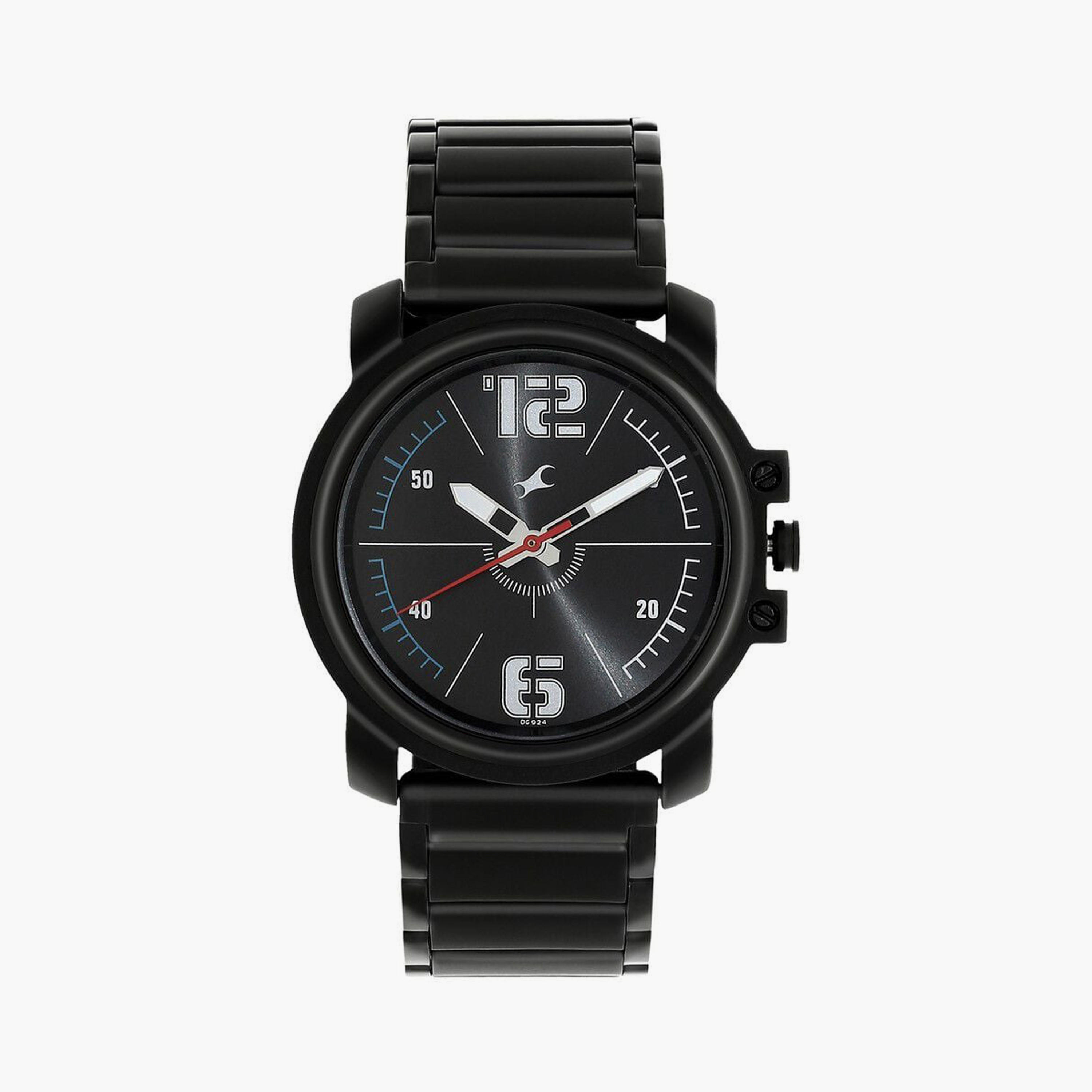 Fastrack Men's 42 MM Black Analog Stainless Steel Watch | 3039NM01-men-watchesandjewellery-watches-image-1
