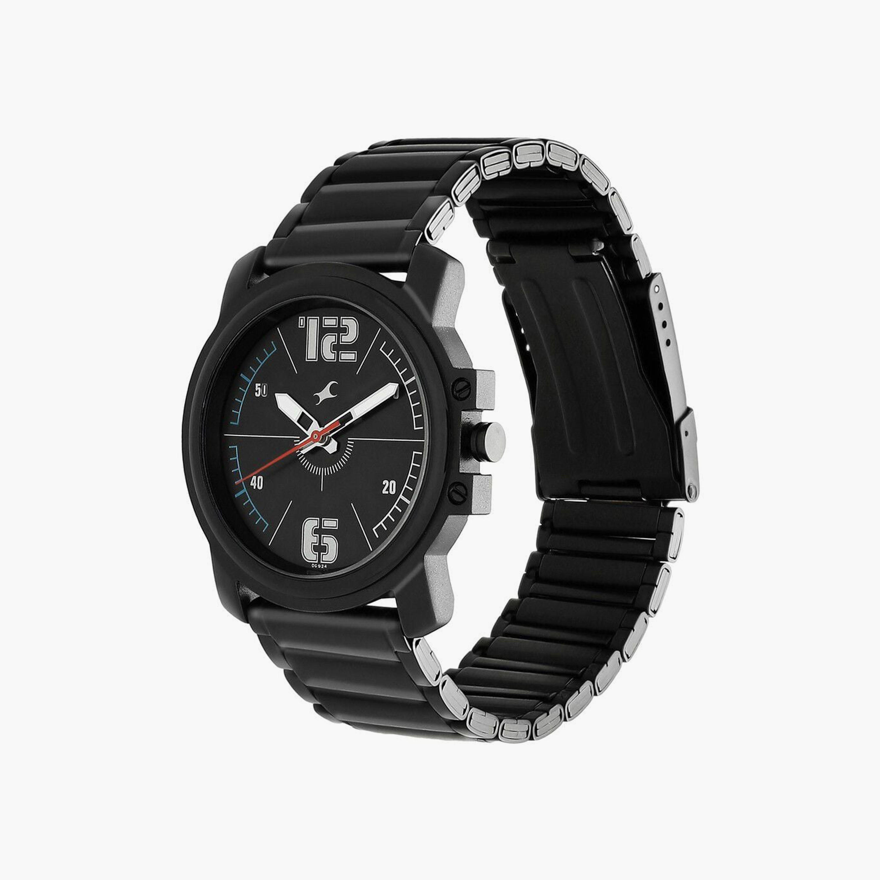 Fastrack Men's 42 MM Black Analog Stainless Steel Watch | 3039NM01-men-watchesandjewellery-watches-image-2