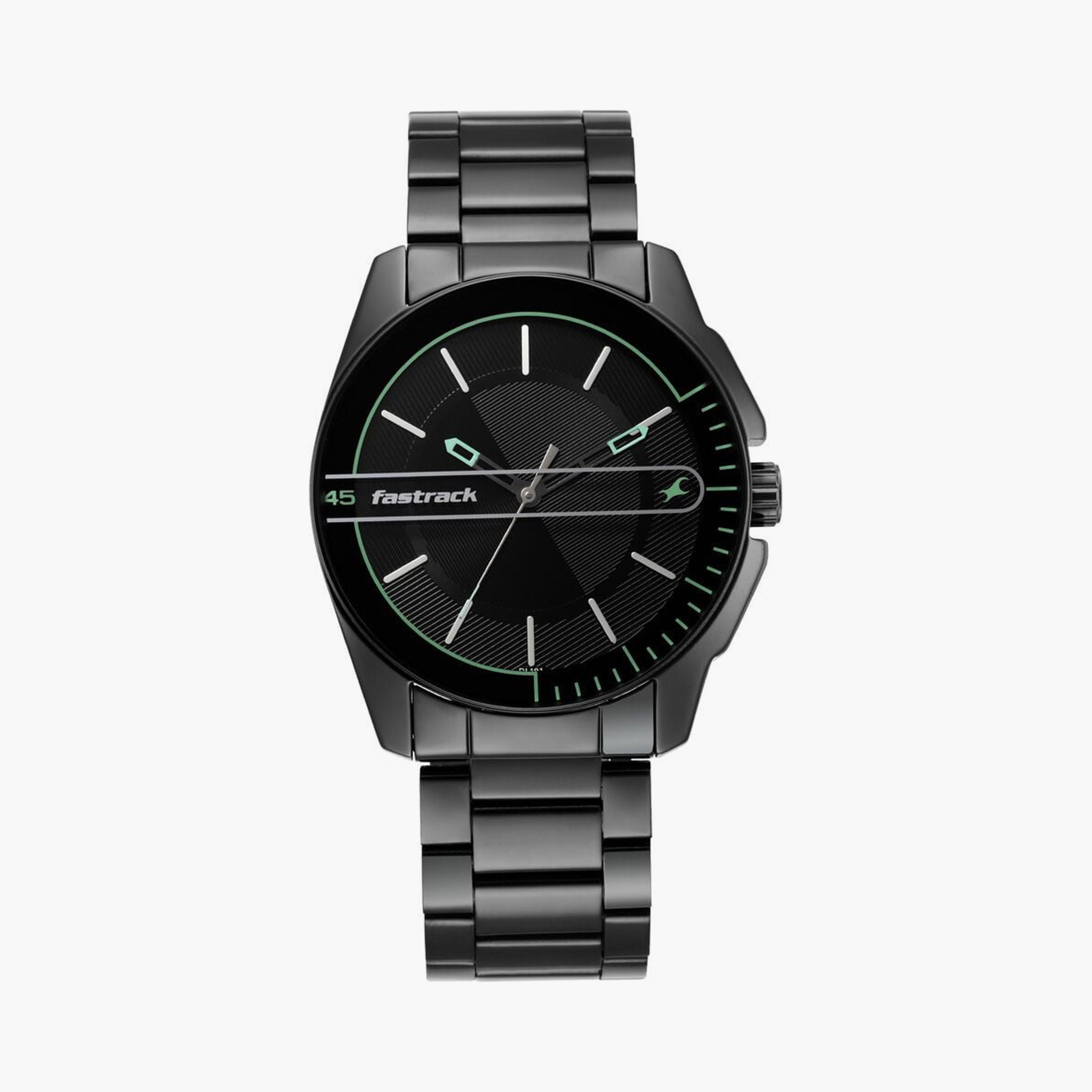 ساعة يد رجالية فاستراك بقطر 42 مم أنالوج سوداء ستانلس ستيل | 3089NM03-men-watchesandjewellery-watches-image-1