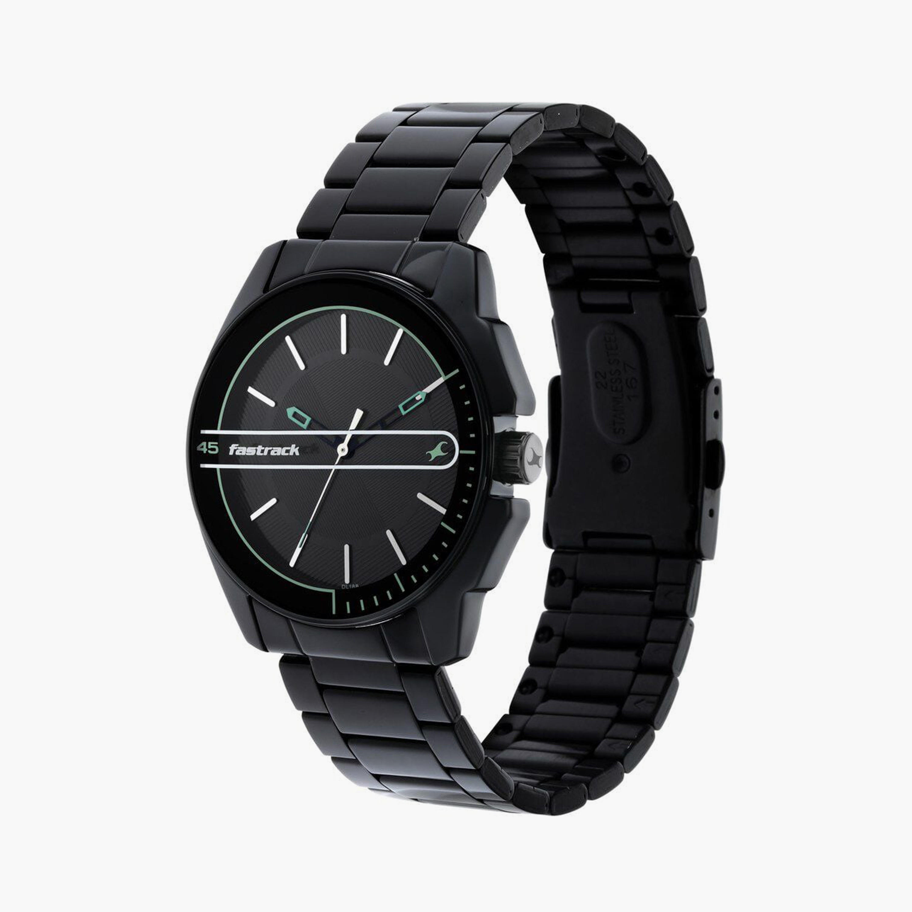 ساعة يد رجالية فاستراك بقطر 42 مم أنالوج سوداء ستانلس ستيل | 3089NM03-men-watchesandjewellery-watches-image-2