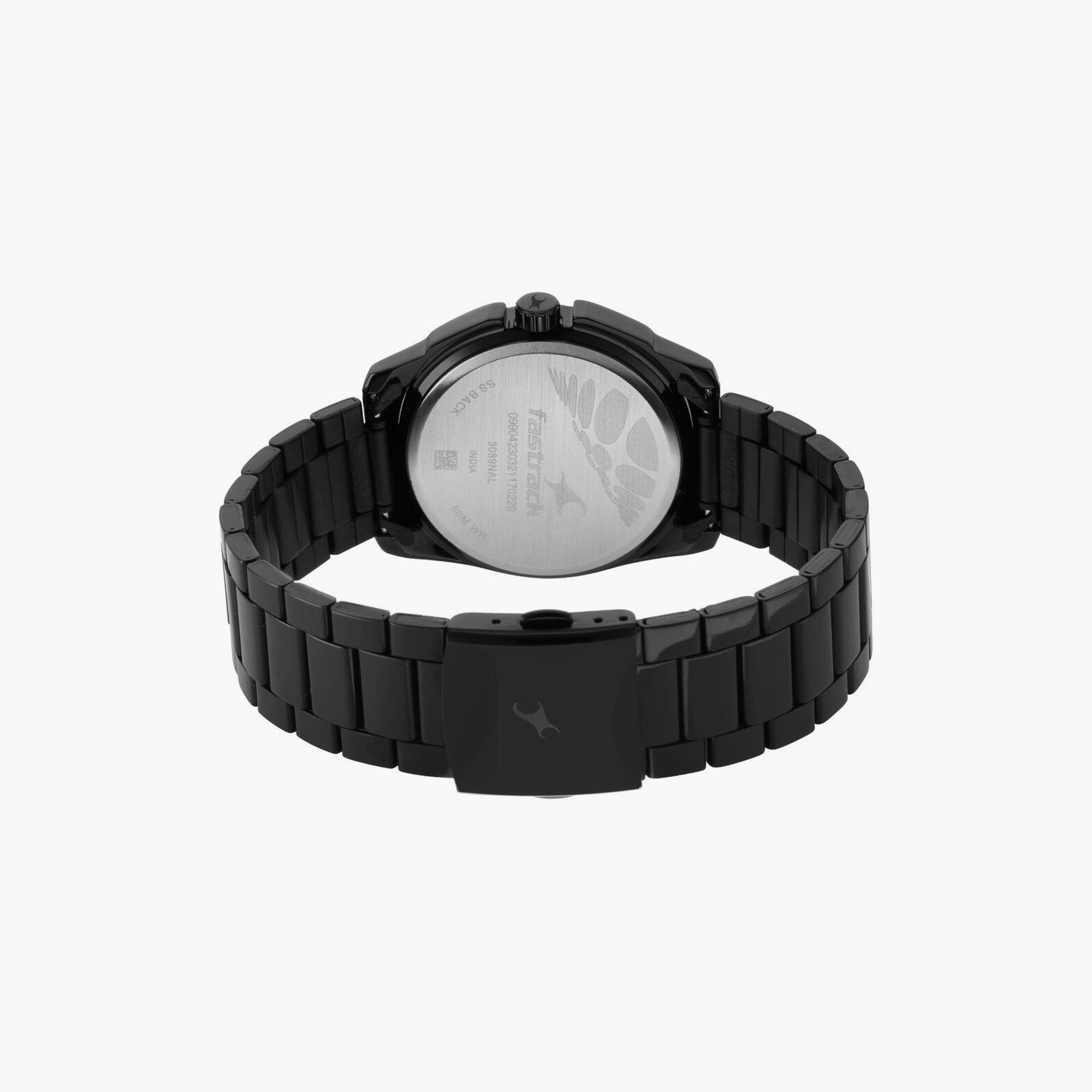 ساعة يد رجالية فاستراك بقطر 42 مم أنالوج سوداء ستانلس ستيل | 3089NM03-men-watchesandjewellery-watches-image-3