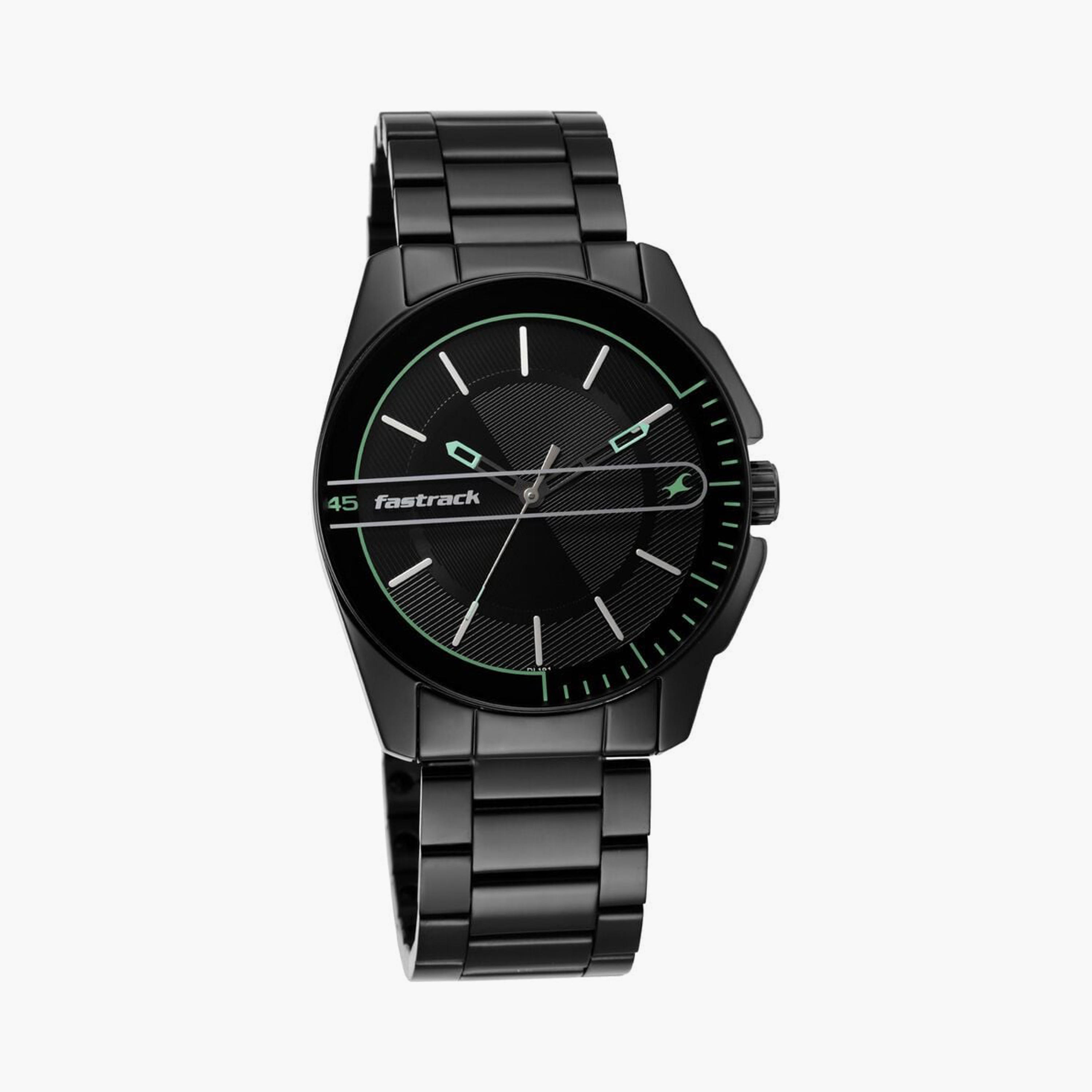 ساعة يد رجالية فاستراك بقطر 42 مم أنالوج سوداء ستانلس ستيل | 3089NM03-men-watchesandjewellery-watches-image-4