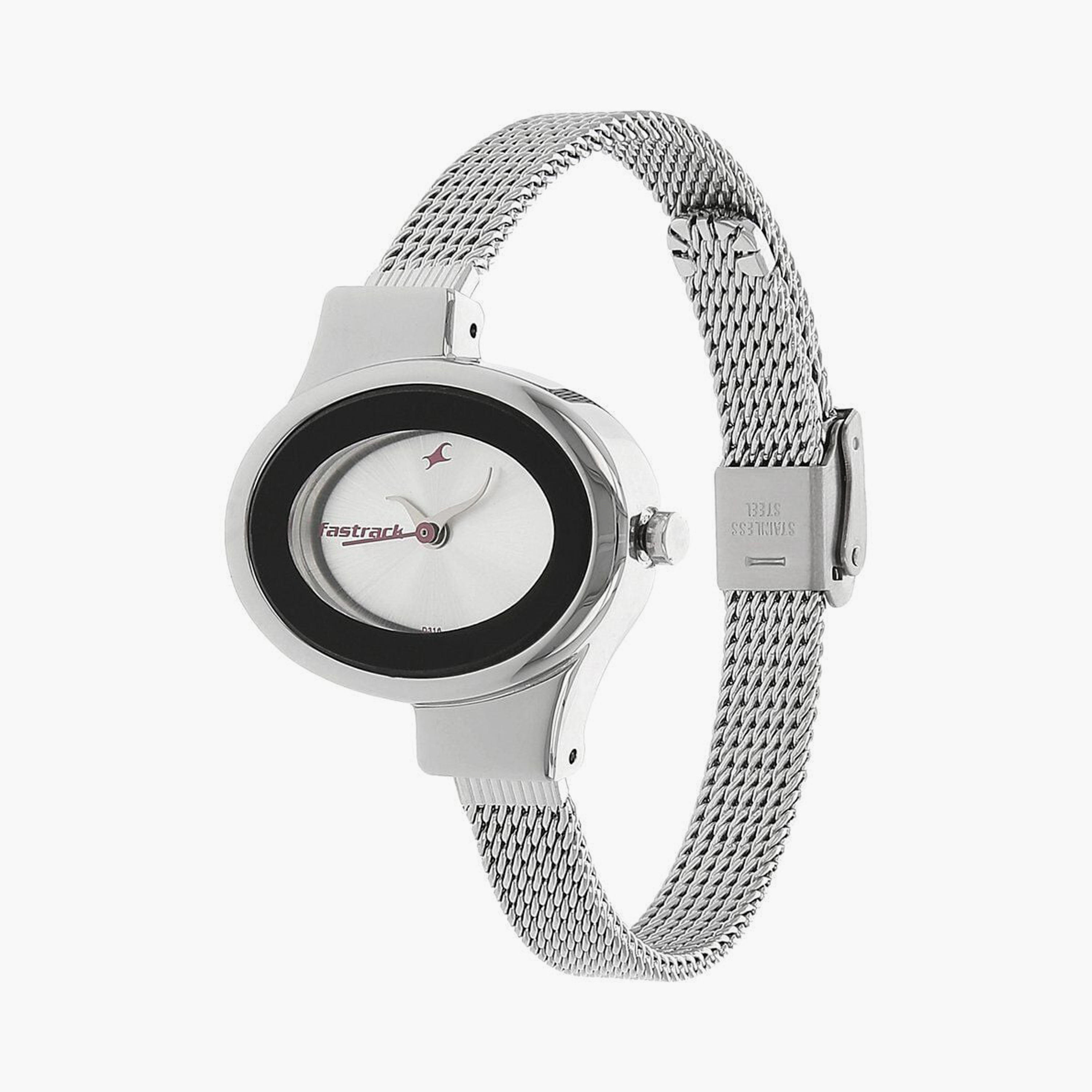 Fastrack Women's 31 MM Silver Analog Stainless Steel Watch | 6015SM01-women-watchesandjewellery-watches-image-2