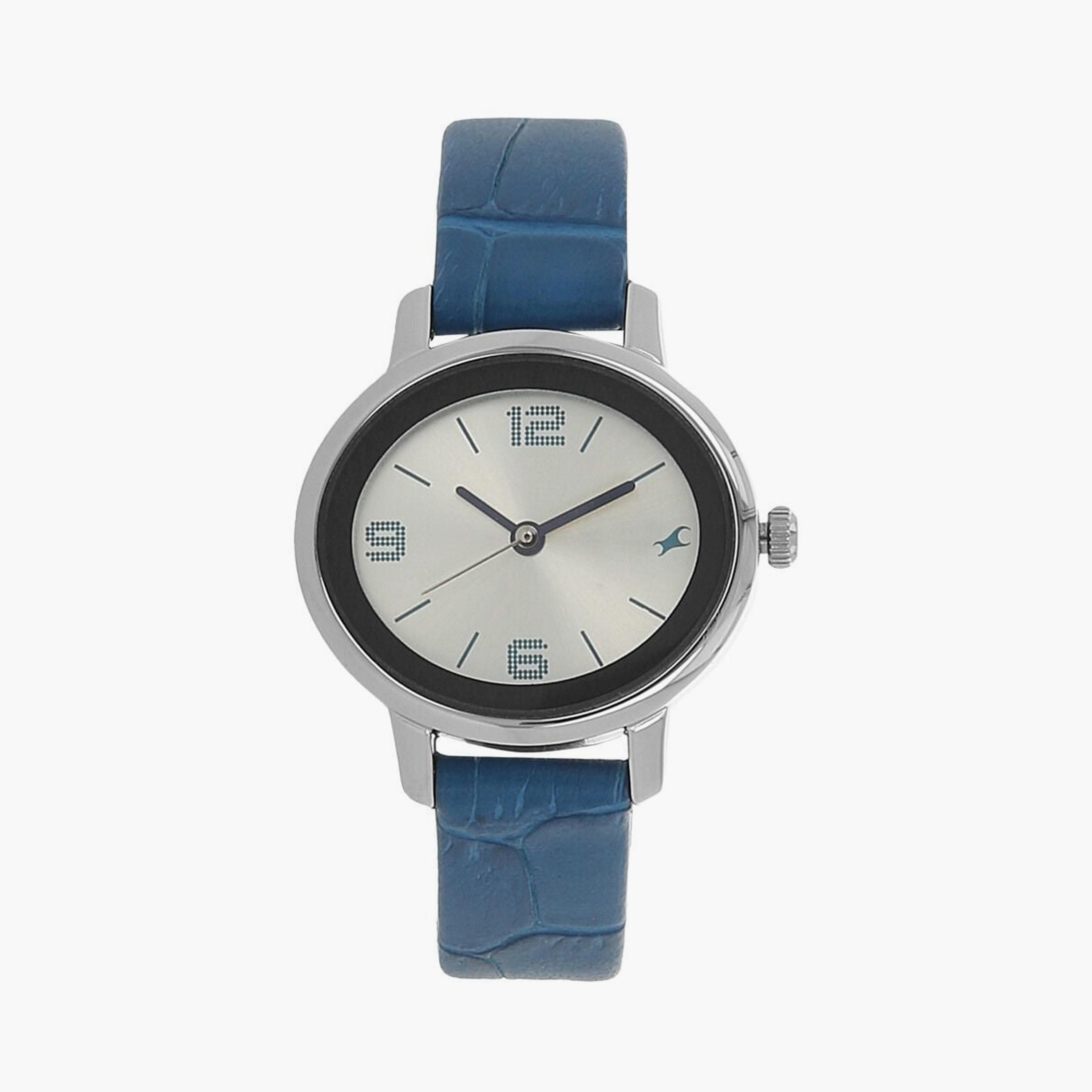Fastrack Women's 29 MM Blue Analog Leather Watch | 6107SL01-women-watchesandjewellery-watches-image-1