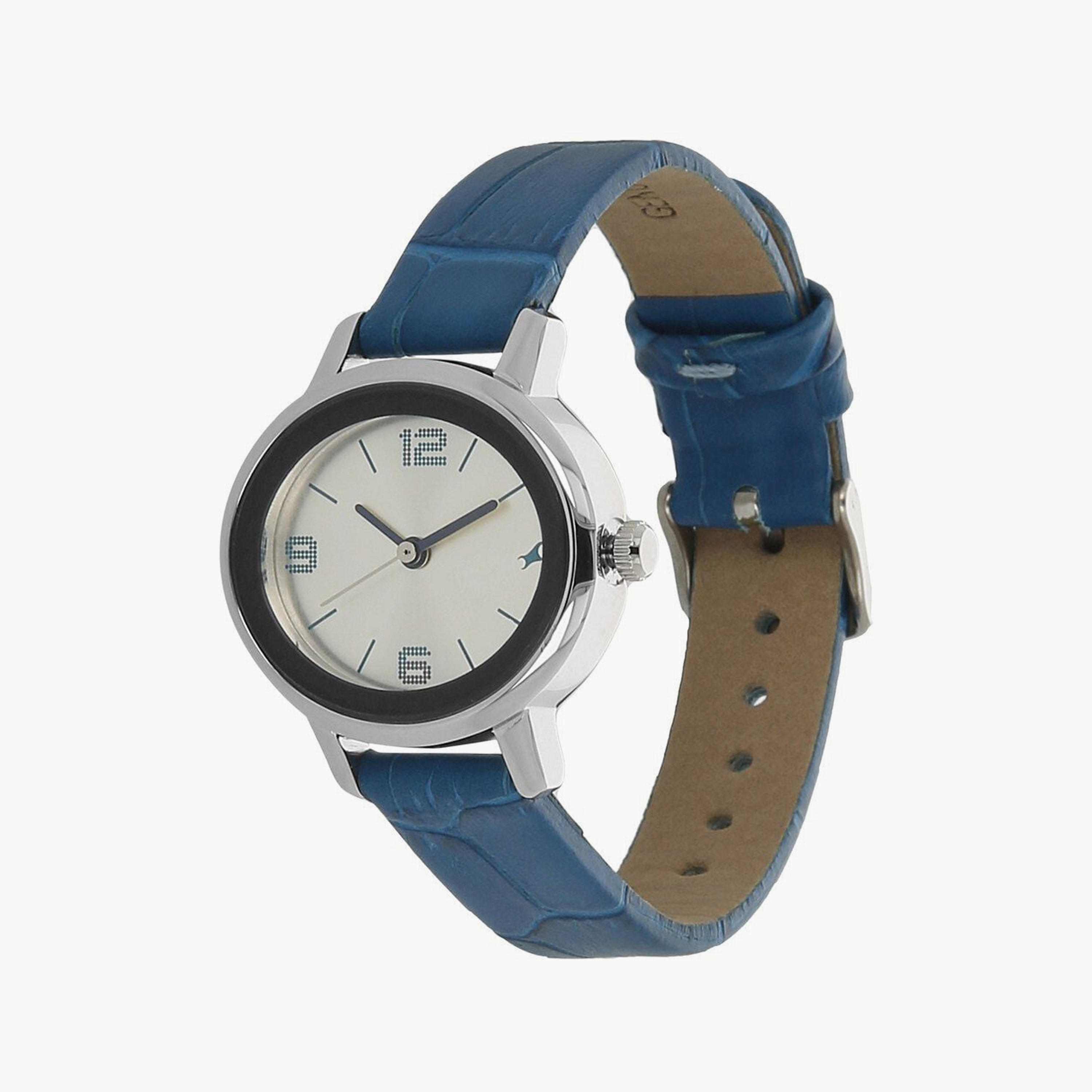 ساعة يد نسائية فاستراك بقطر 29 مم أنالوج زرقاء حزام جلد | 6107SL01-women-watchesandjewellery-watches-image-2