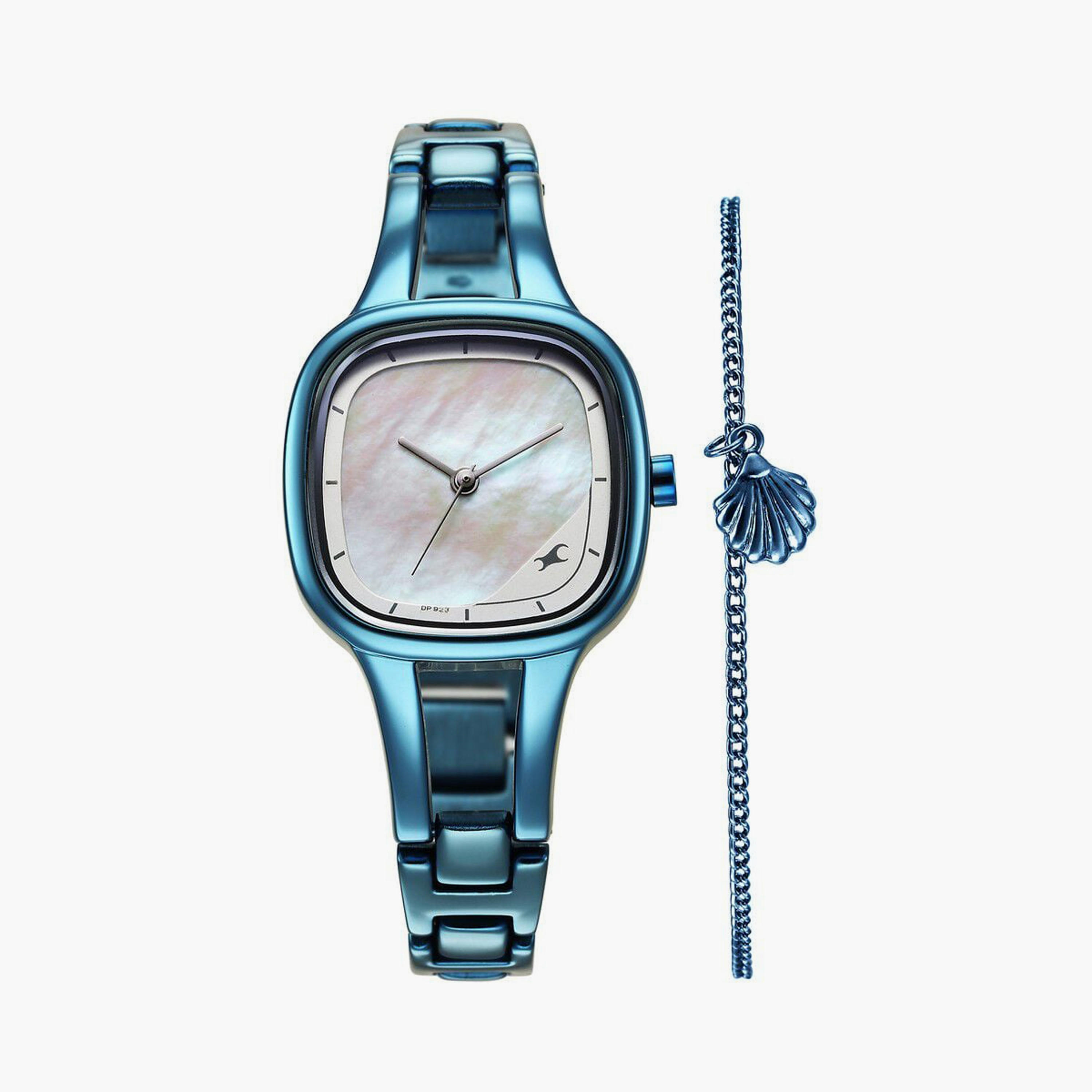 ساعة يد نسائية فاستراك بقطر 28 مم أنالوج زرقاء ستانلس ستيل مع سوار | 6147QM01-women-watchesandjewellery-watches-image-1