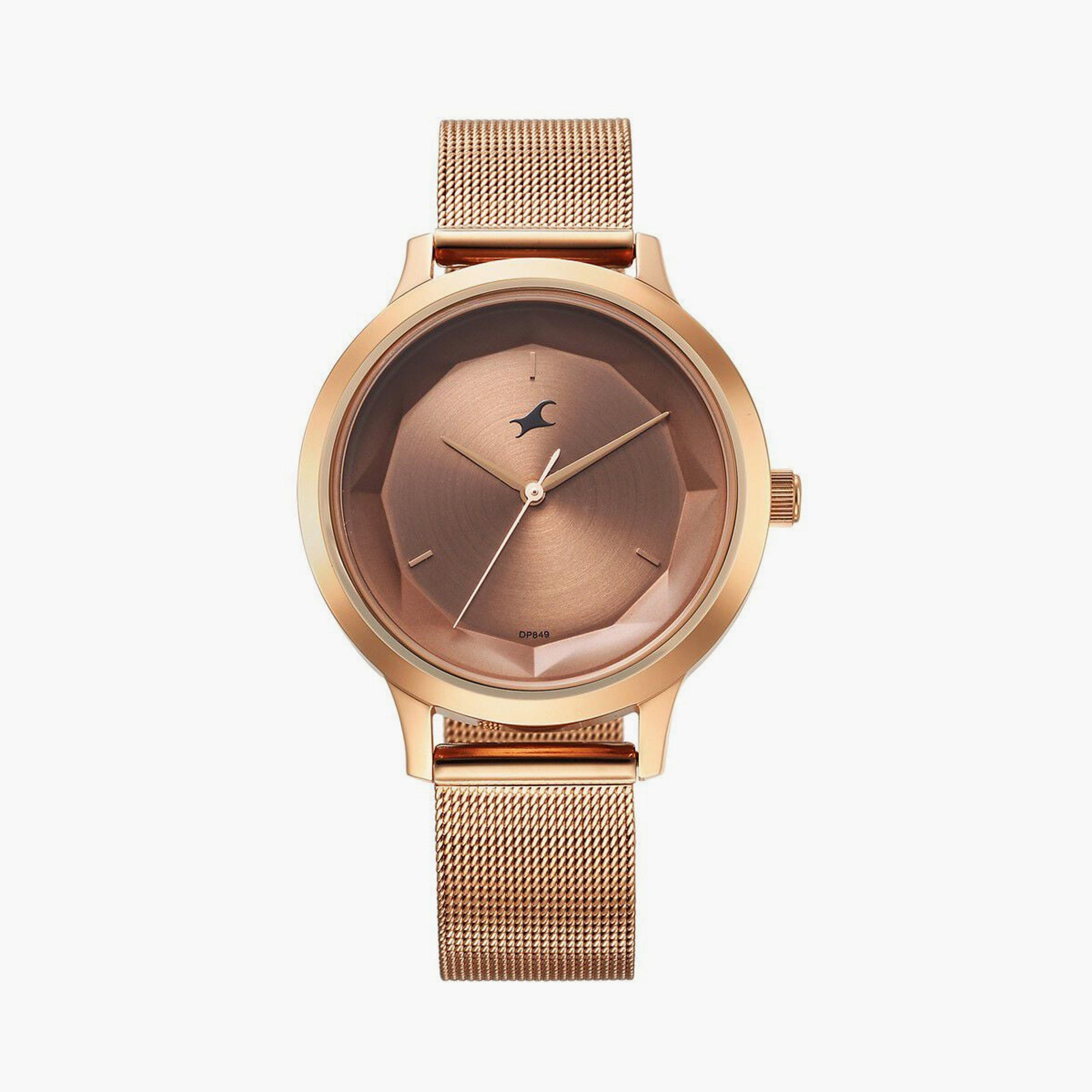 Fastrack Women's 37 MM Rose Gold Analog Stainless Steel Watch | 6210WM04-women-watchesandjewellery-watches-image-1