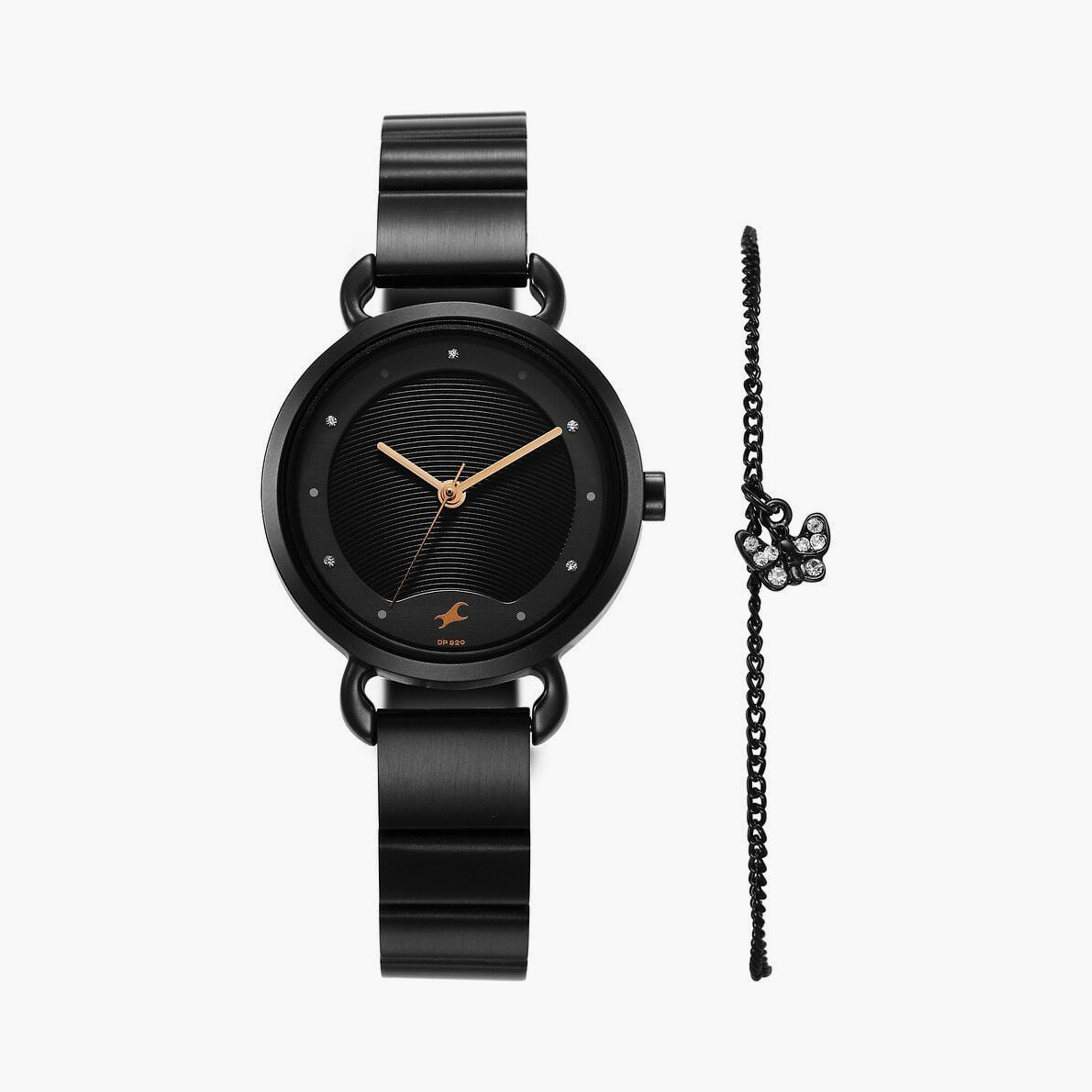Fastrack Women's 30 MM Black Analog Stainless Steel Watch with Bracelet | 6221NM03-women-watchesandjewellery-watches-image-1