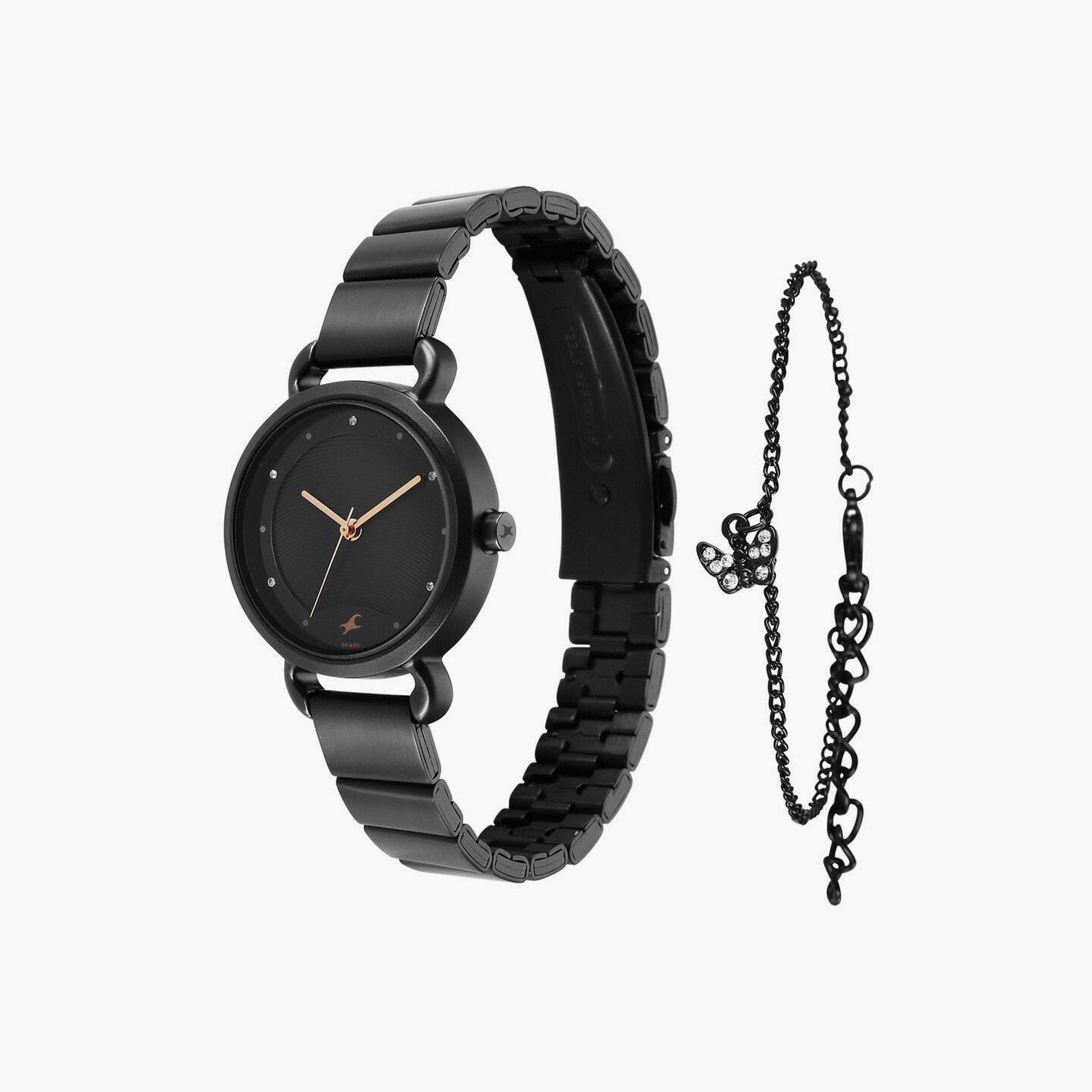 Fastrack Women's 30 MM Black Analog Stainless Steel Watch with Bracelet | 6221NM03-women-watchesandjewellery-watches-image-2