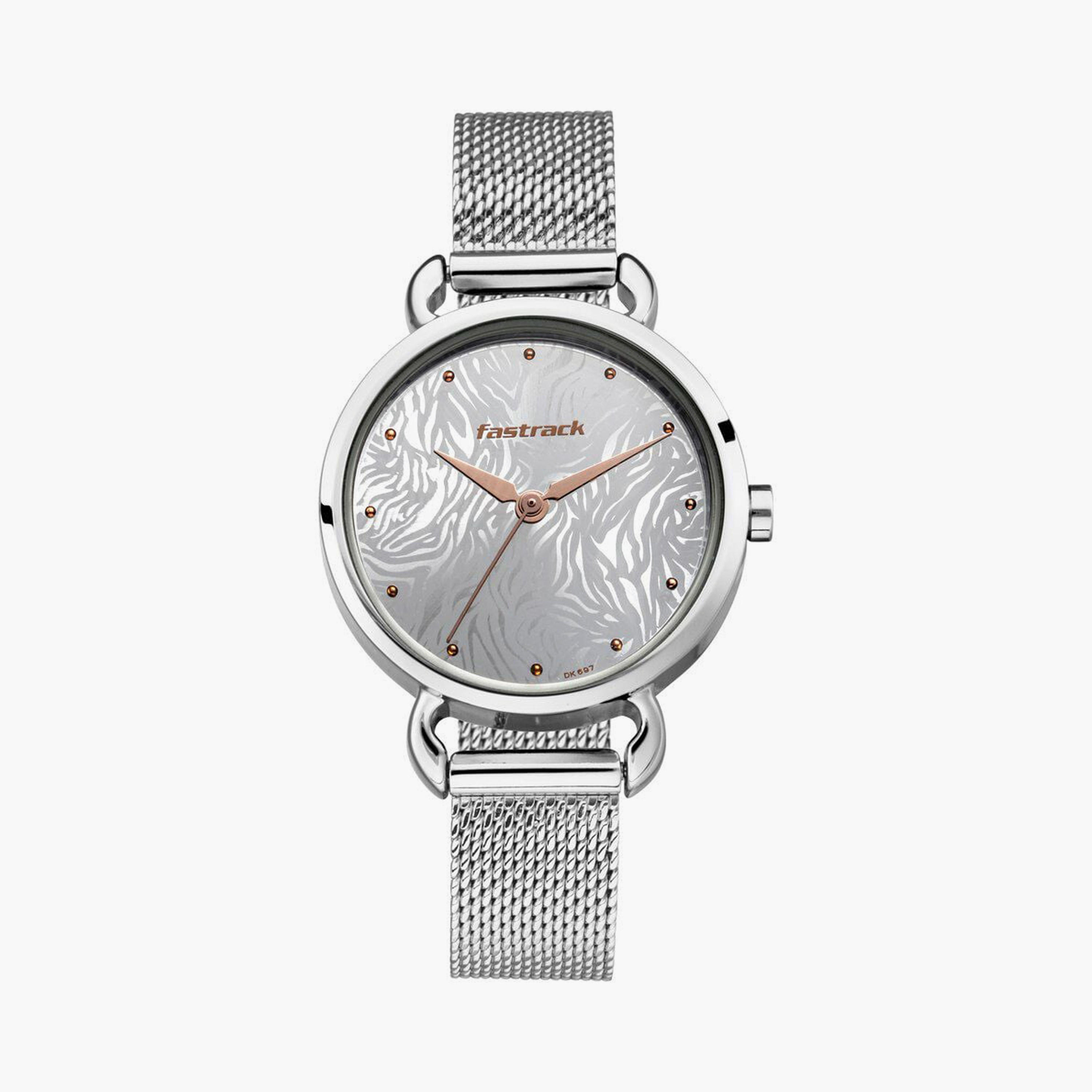 Fastrack Women's 30 MM Silver Analog Stainless Steel Watch | 6221SM01-women-watchesandjewellery-watches-image-1