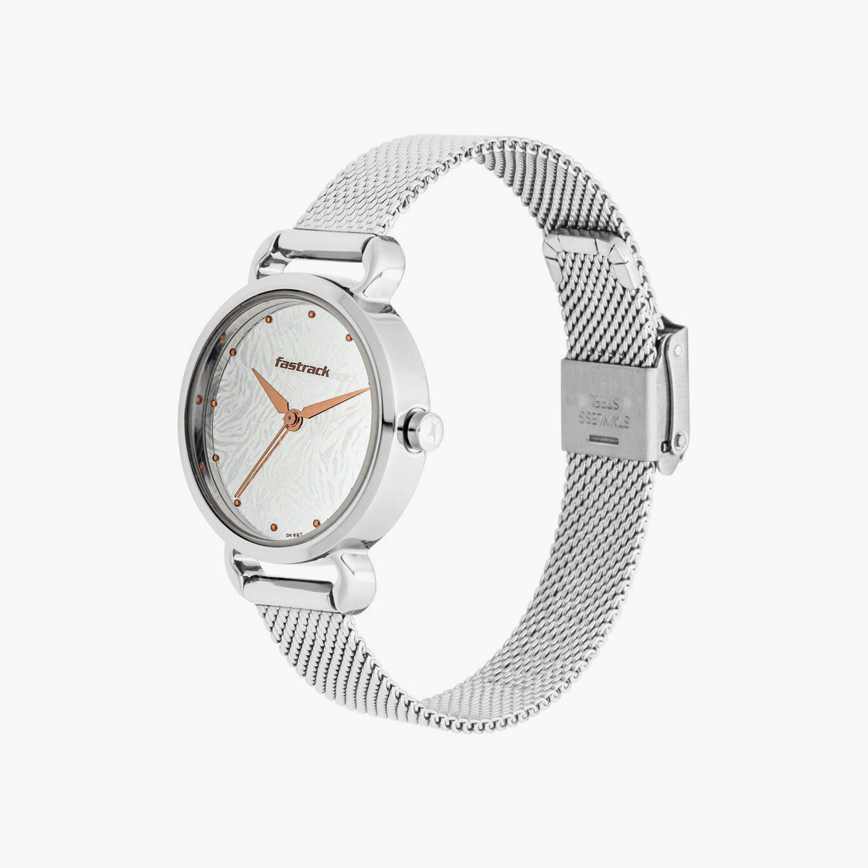 Fastrack Women's 30 MM Silver Analog Stainless Steel Watch | 6221SM01-women-watchesandjewellery-watches-image-2