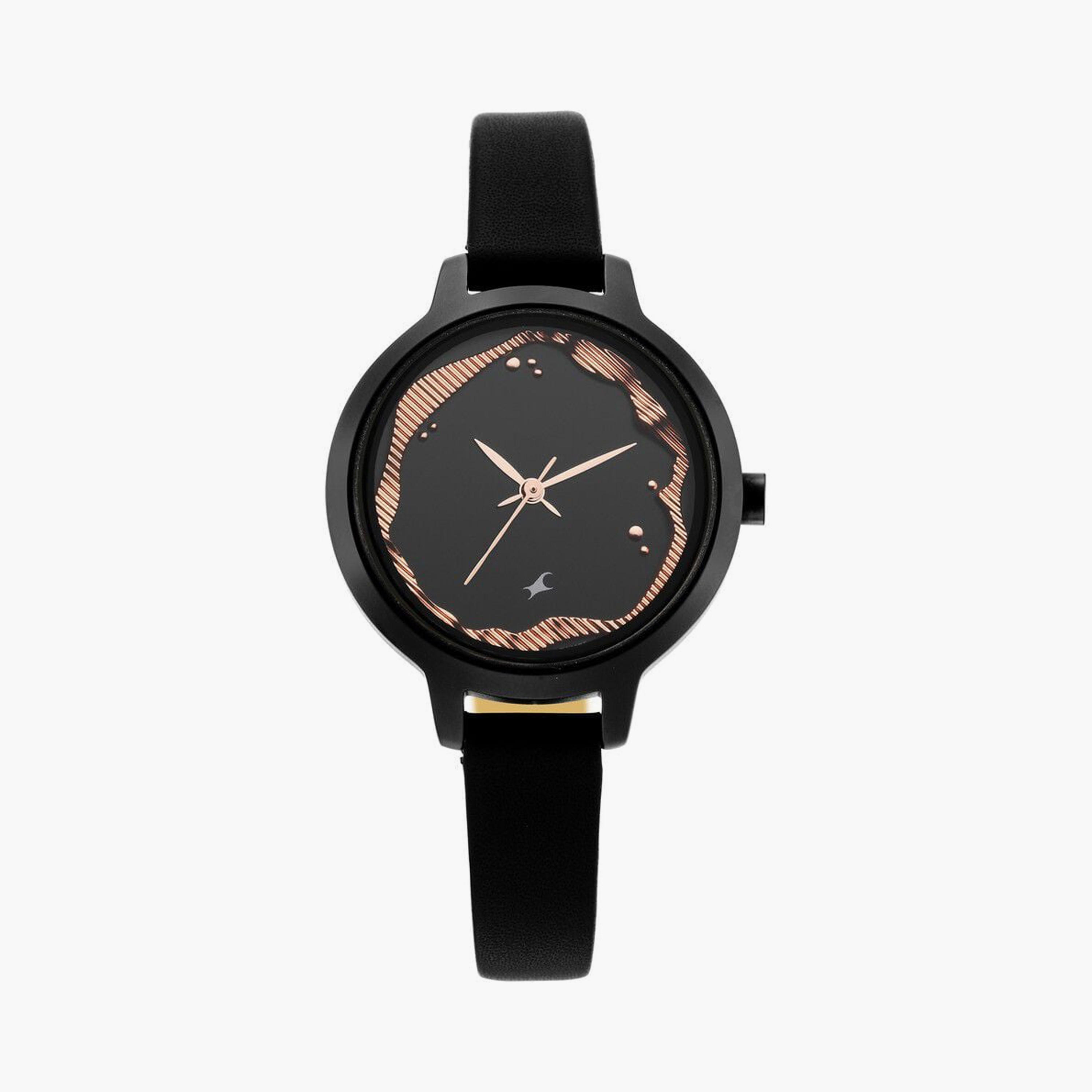 ساعة يد نسائية فاستراك بقطر 31 مم أنالوج سوداء حزام جلد | 6260NL01-women-watchesandjewellery-watches-image-1