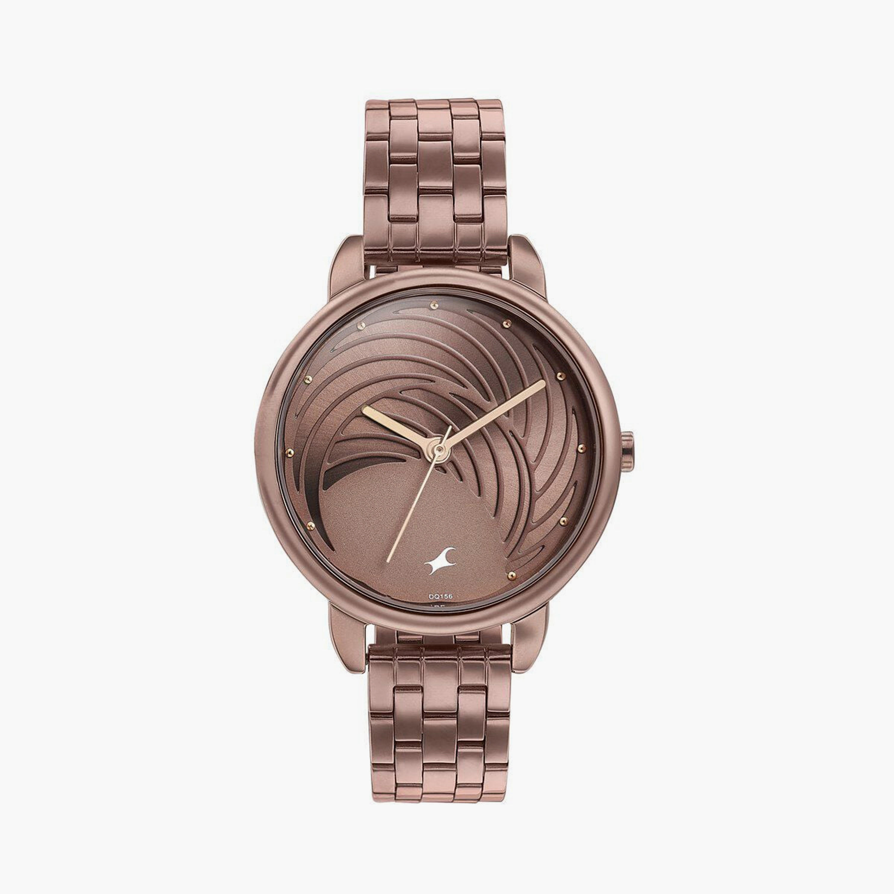 Fastrack Women's 35 MM Brown Analog Stainless Steel Watch | 6282QM01-women-watchesandjewellery-watches-image-1