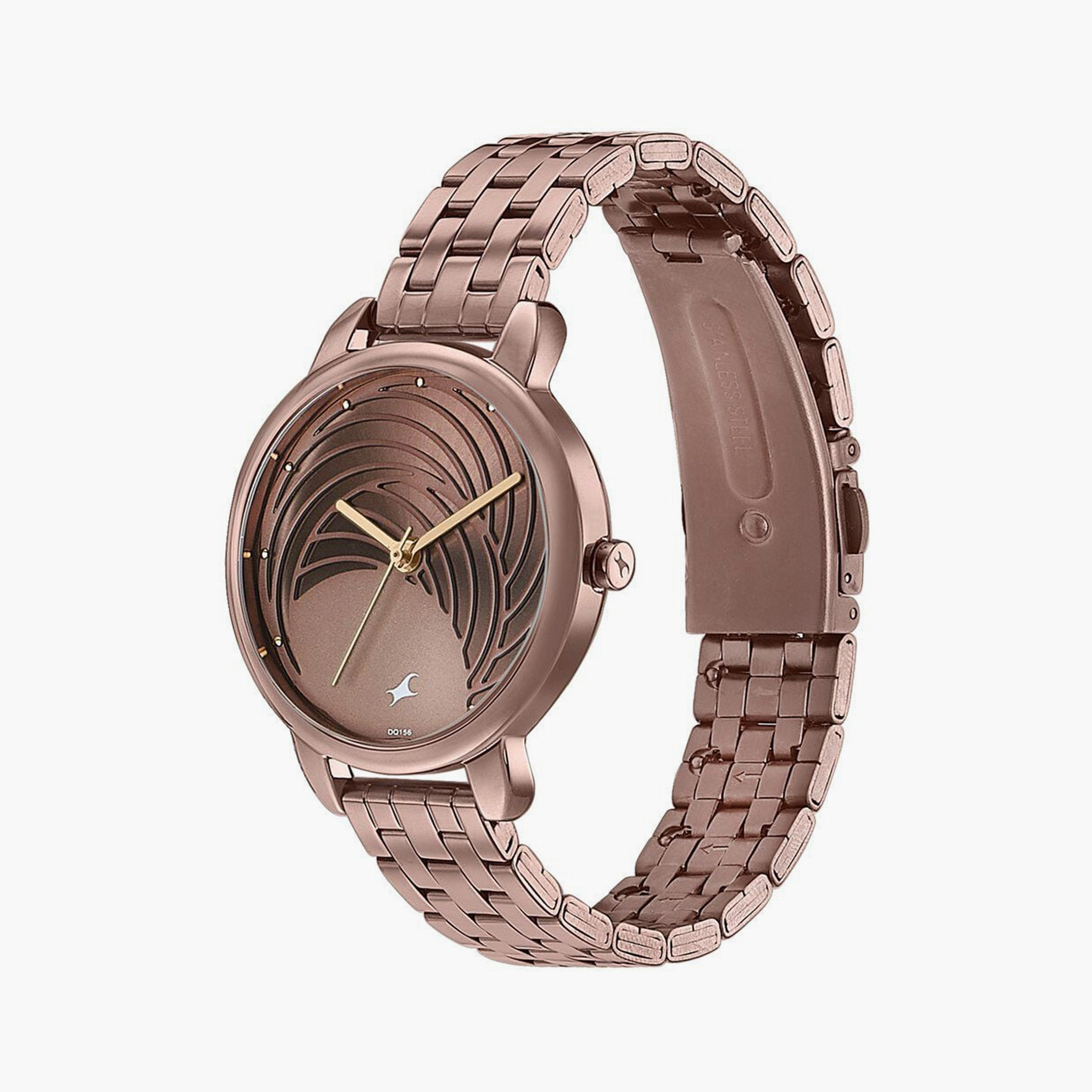 Fastrack Women's 35 MM Brown Analog Stainless Steel Watch | 6282QM01-women-watchesandjewellery-watches-image-2