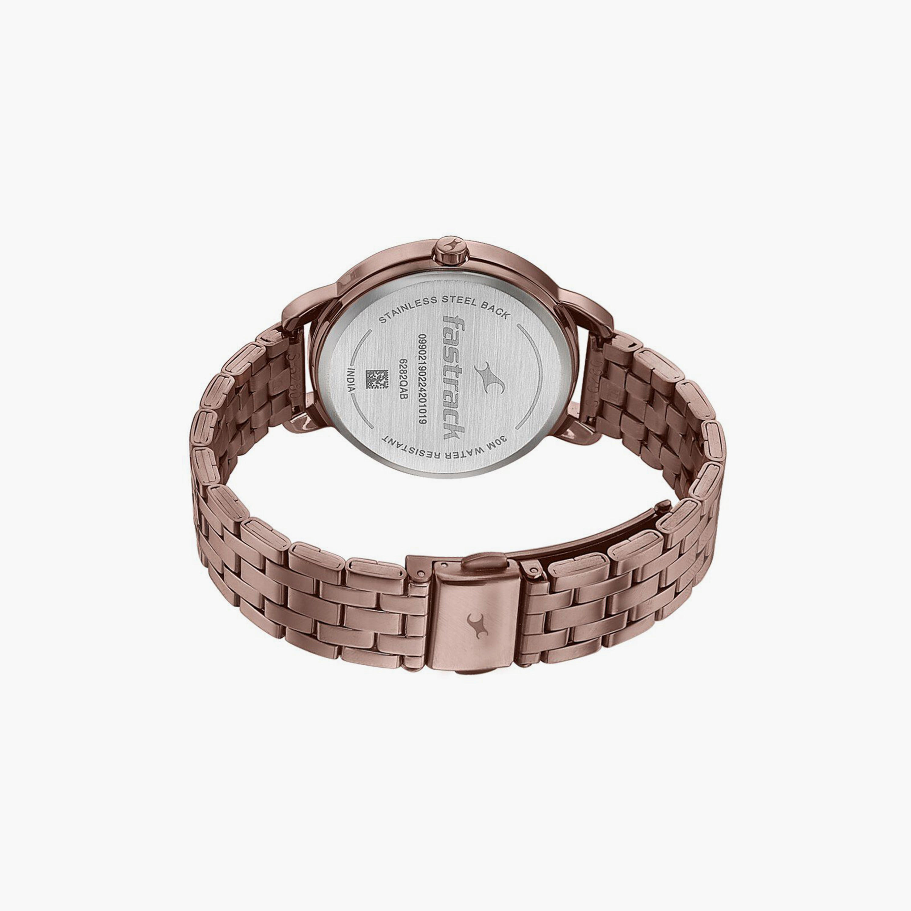 ساعة يد نسائية فاستراك بقطر 35 مم أنالوج بنية ستانلس ستيل | 6282QM01-women-watchesandjewellery-watches-image-3