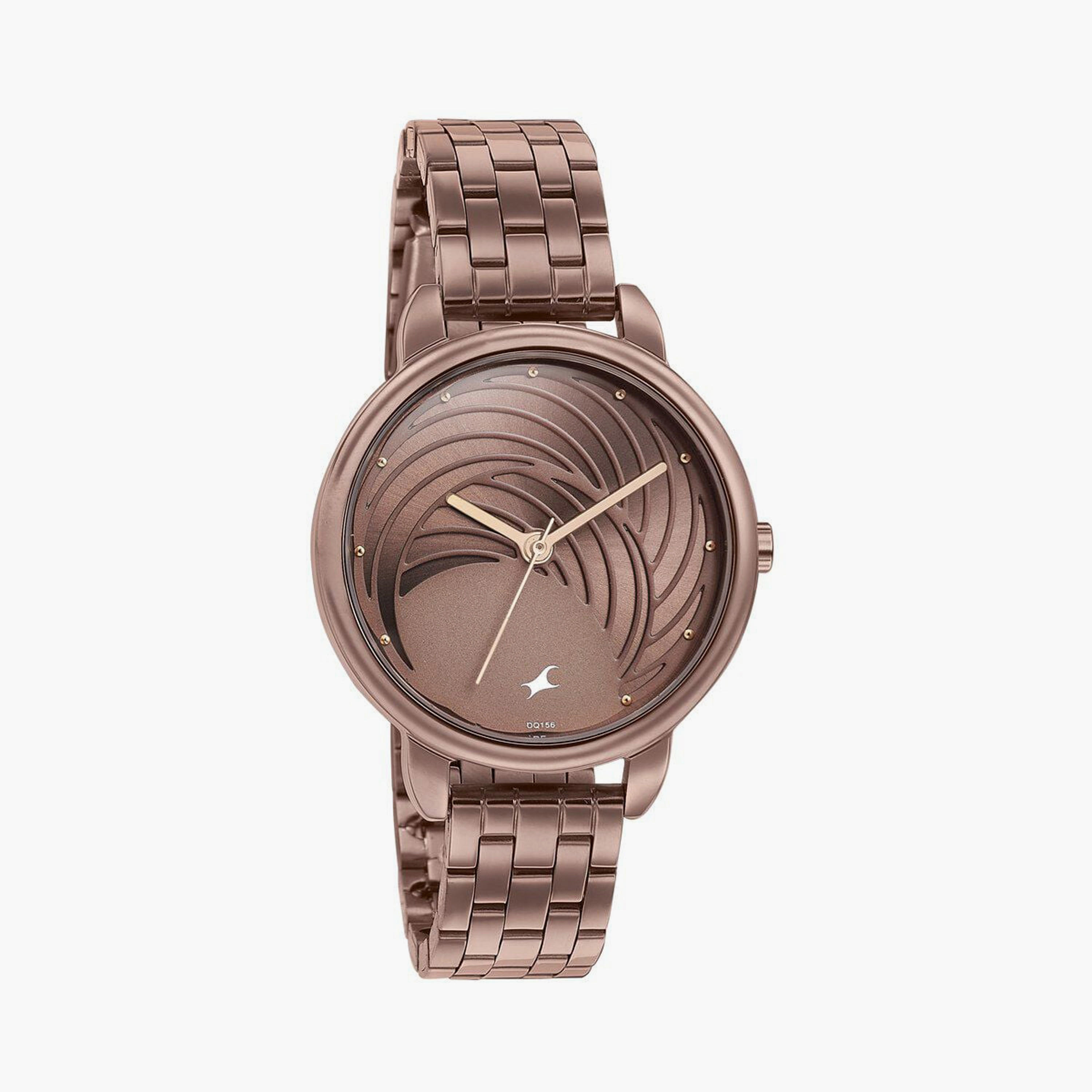 ساعة يد نسائية فاستراك بقطر 35 مم أنالوج بنية ستانلس ستيل | 6282QM01-women-watchesandjewellery-watches-image-4
