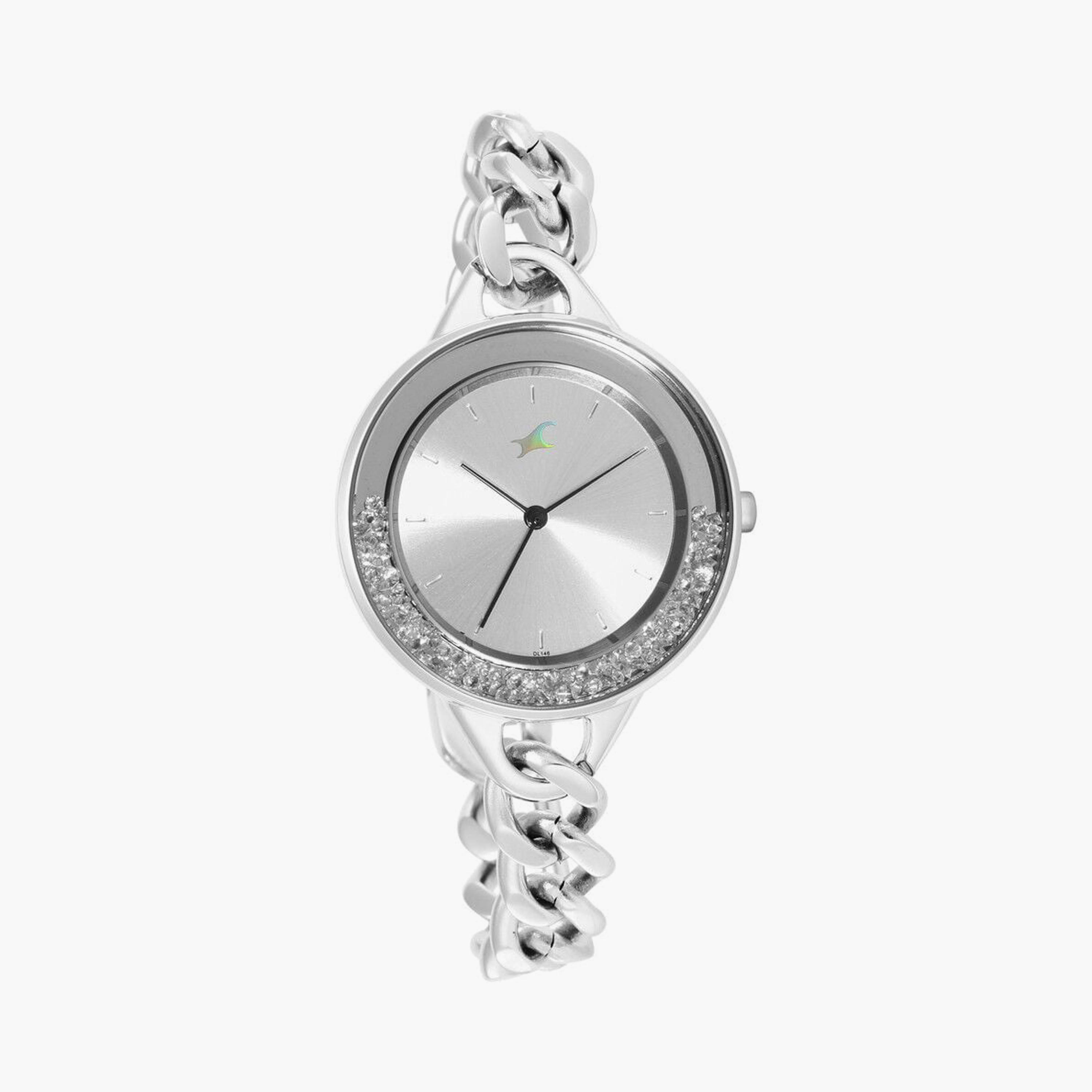 Fastrack Women's 34 MM Silver Analog Stainless Steel Watch | 68026SM01-women-watchesandjewellery-watches-image-1