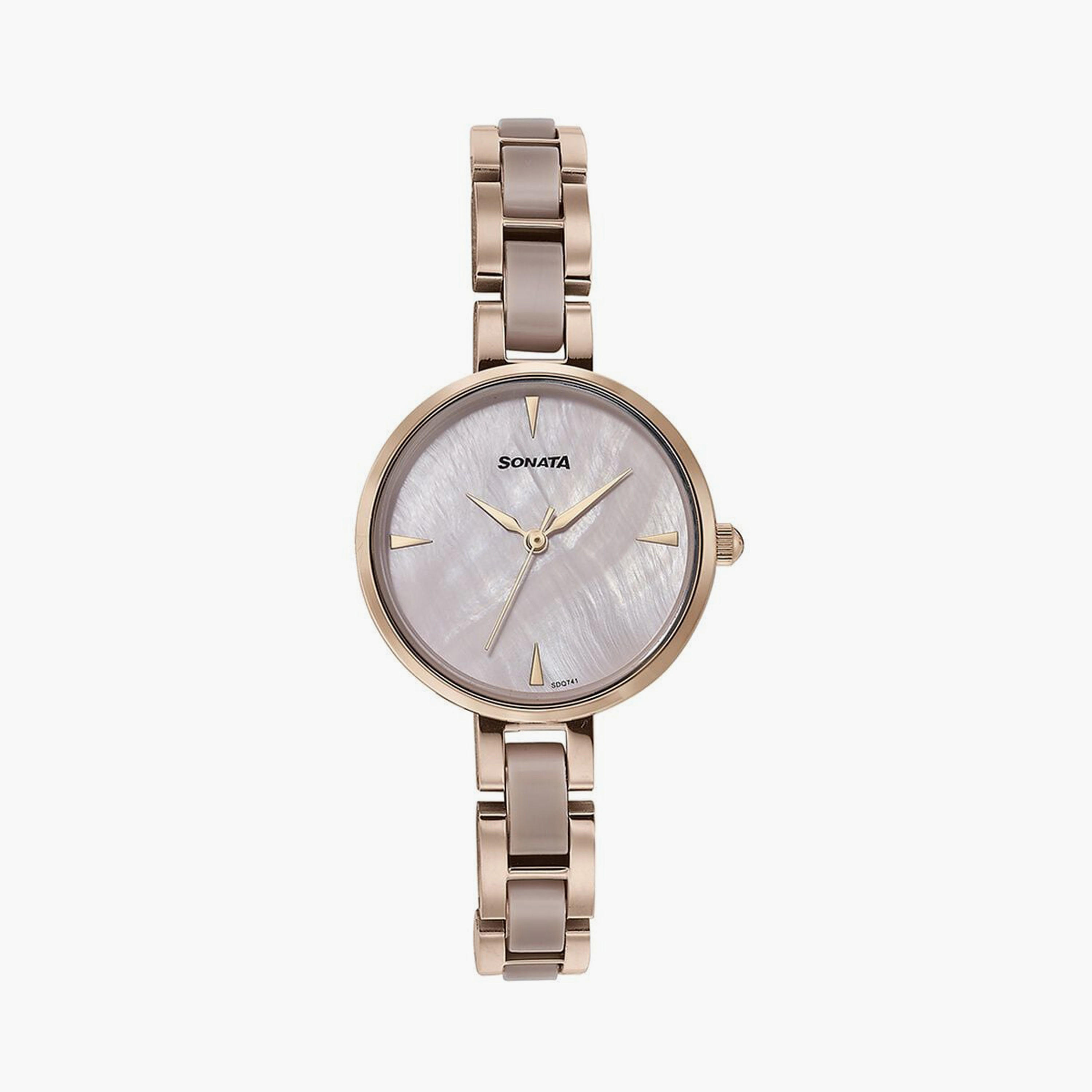 ساعة يد نسائية سوناتا بقطر 30 مم أنالوج سوداء وذهبية وردية ستانلس ستيل | 87064KD01-women-watchesandjewellery-watches-image-6