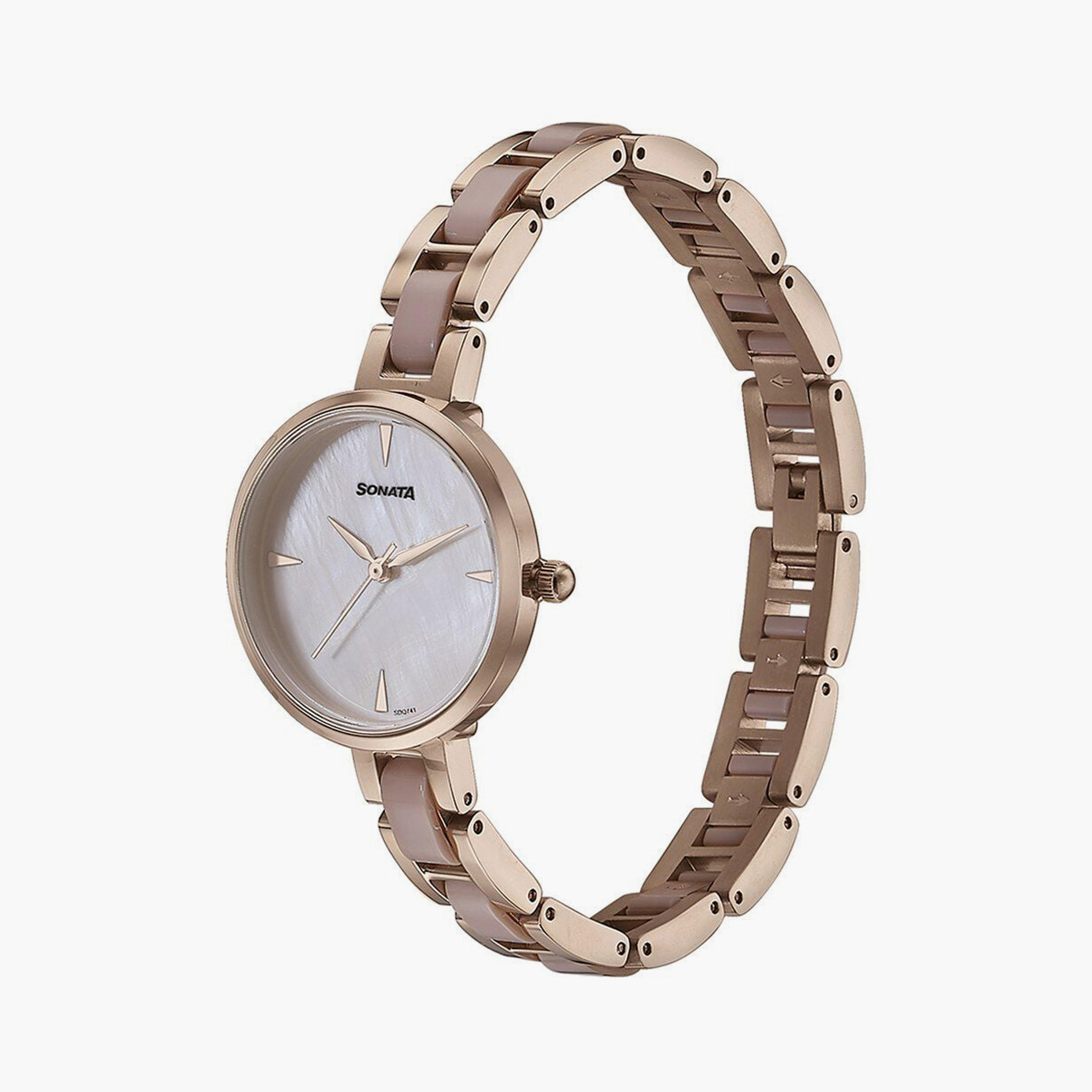 ساعة يد نسائية سوناتا بقطر 30 مم أنالوج سوداء وذهبية وردية ستانلس ستيل | 87064KD01-women-watchesandjewellery-watches-image-7