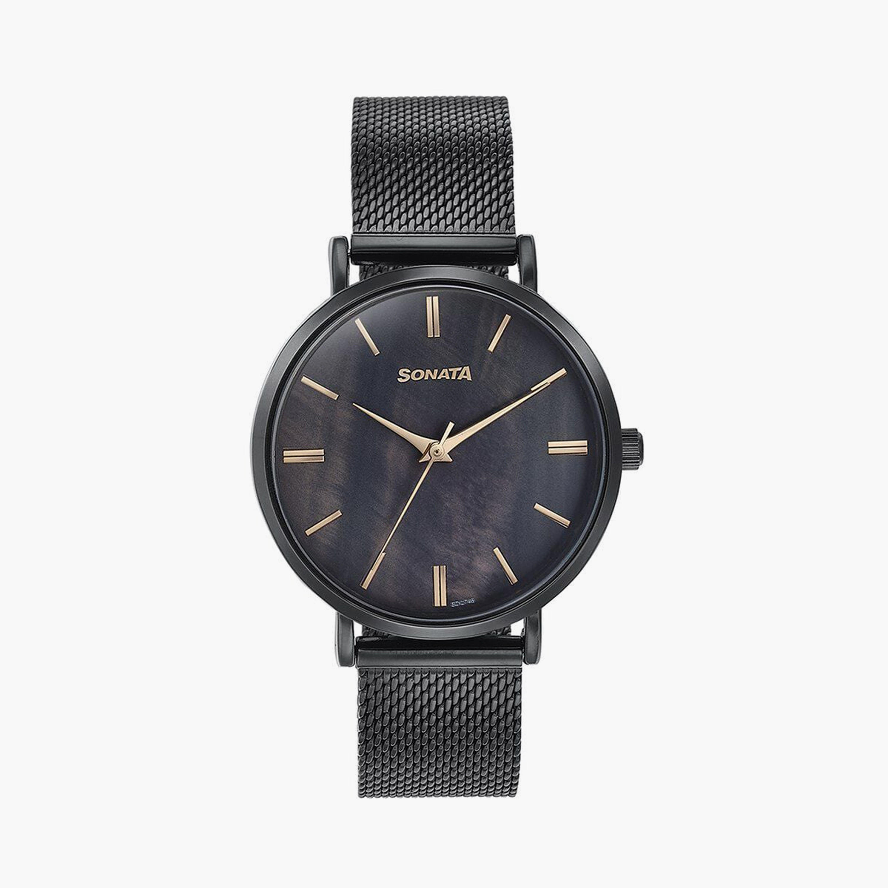 Sonata Women's 40 MM Black Analog Stainless Steel Watch | 87067NM01-women-watchesandjewellery-watches-image-1