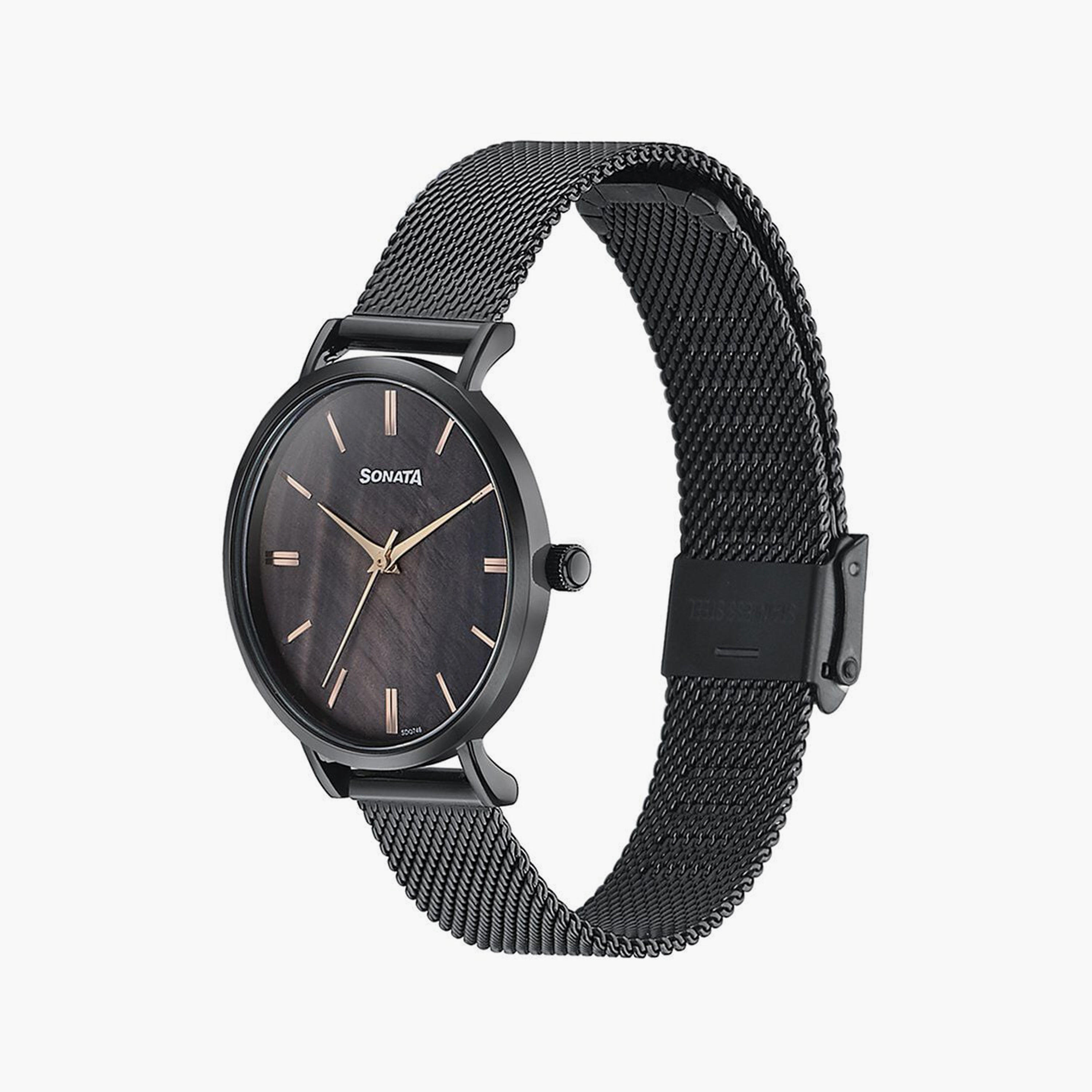 Sonata Women's 40 MM Black Analog Stainless Steel Watch | 87067NM01-women-watchesandjewellery-watches-image-2