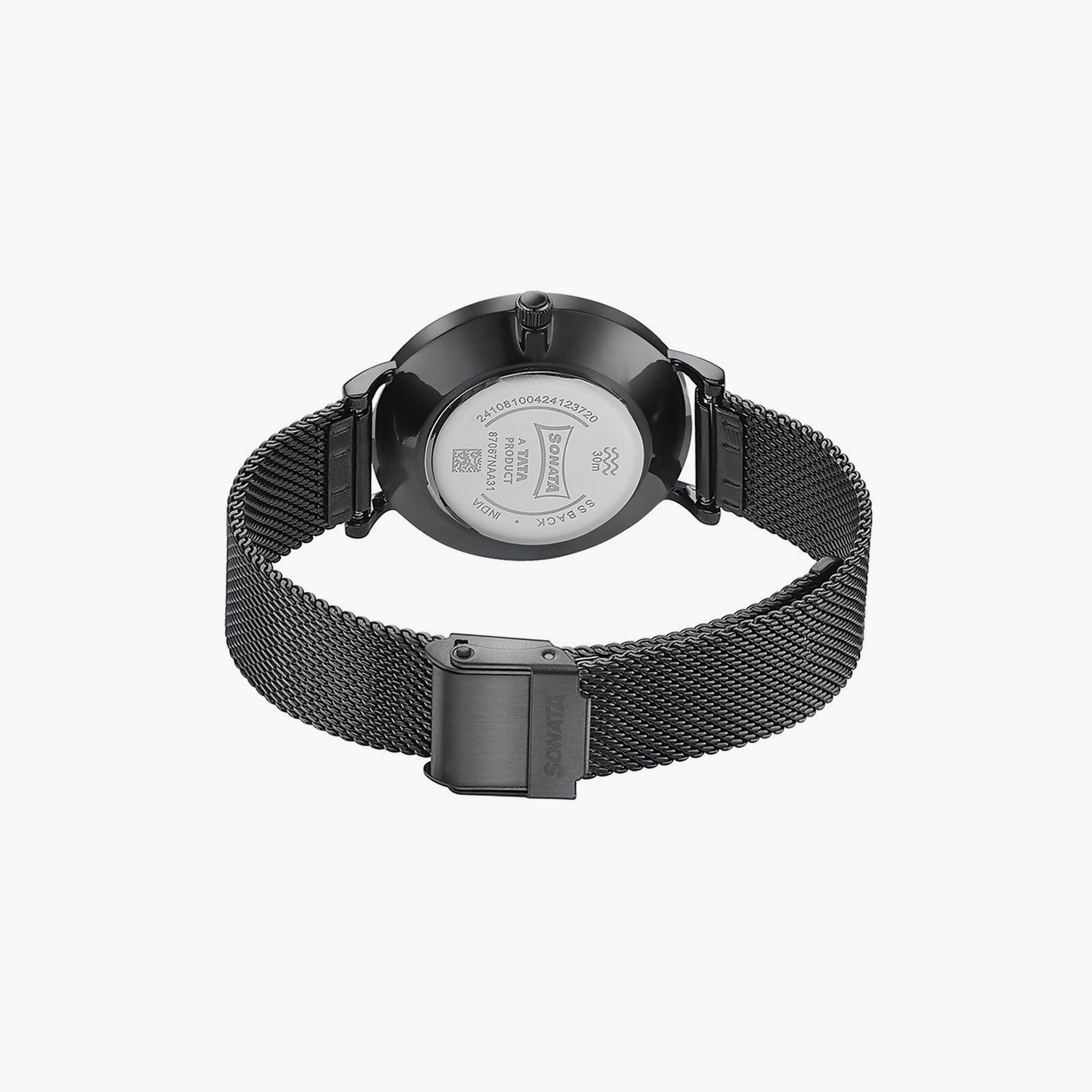 Sonata Women's 40 MM Black Analog Stainless Steel Watch | 87067NM01-women-watchesandjewellery-watches-image-3