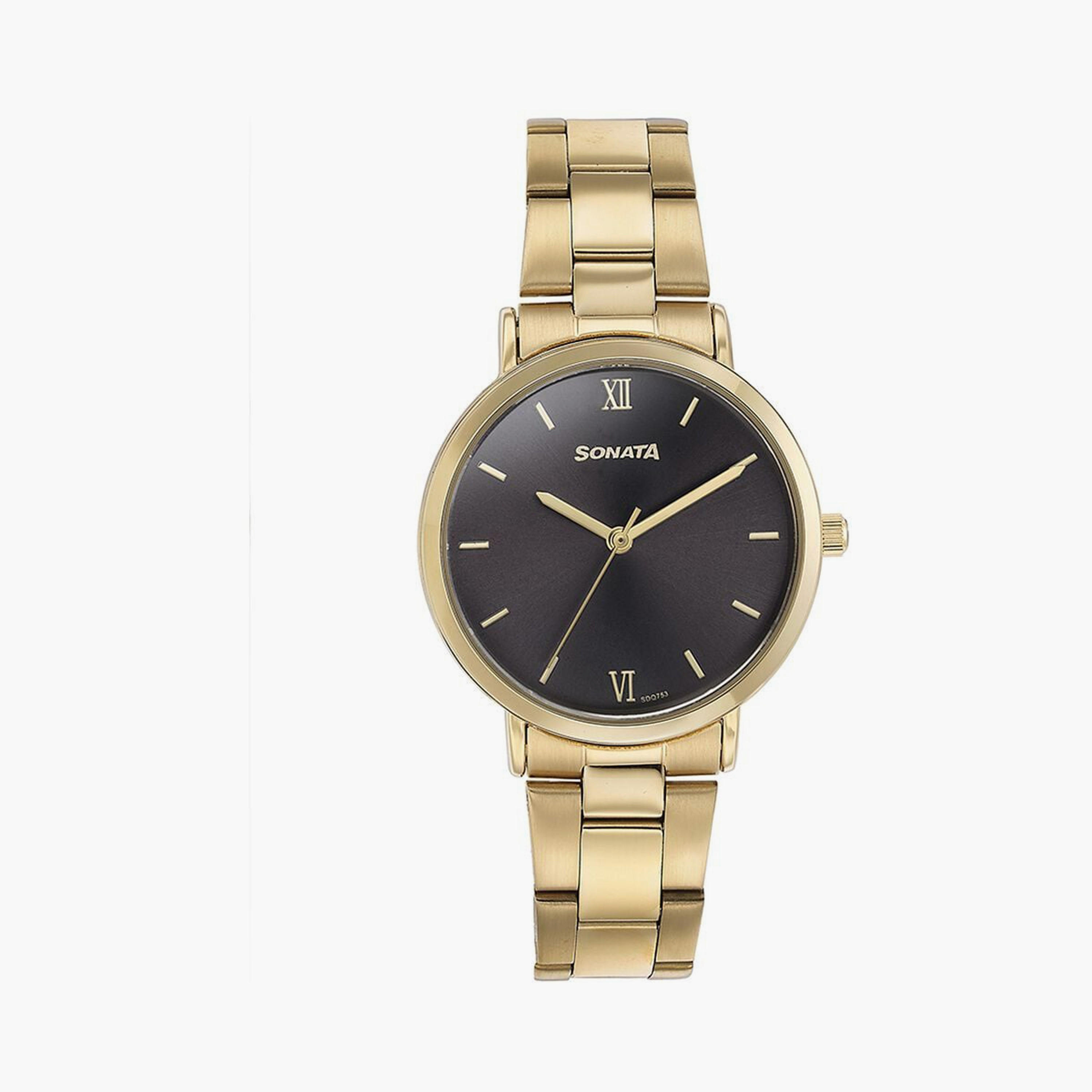 ساعة يد نسائية سوناتا بقطر 42 مم أنالوج ذهبية ستانلس ستيل | 87071YM01-women-watchesandjewellery-watches-image-1