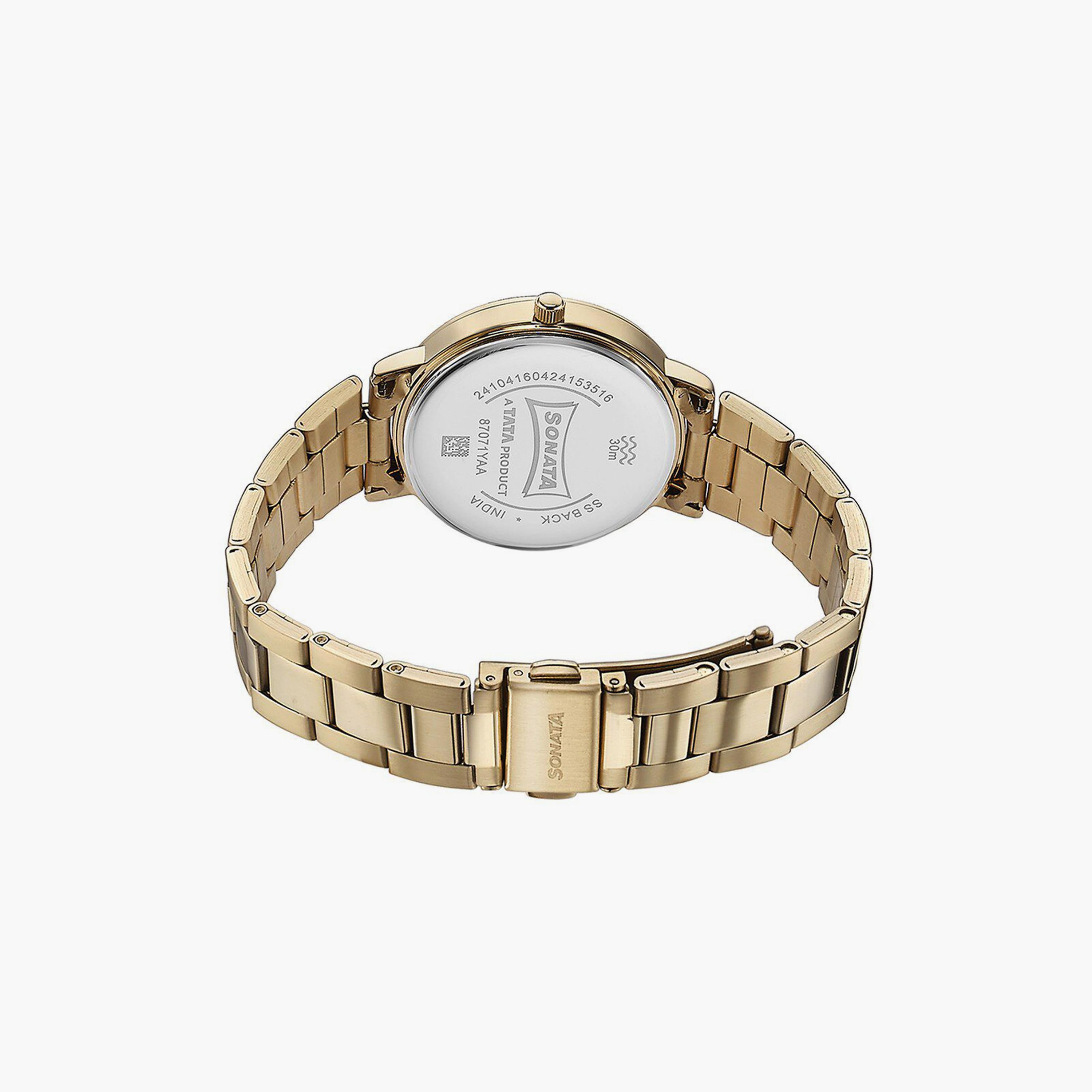Sonata Women's 42 MM Gold Analog Stainless Steel Watch | 87071YM01-women-watchesandjewellery-watches-image-3