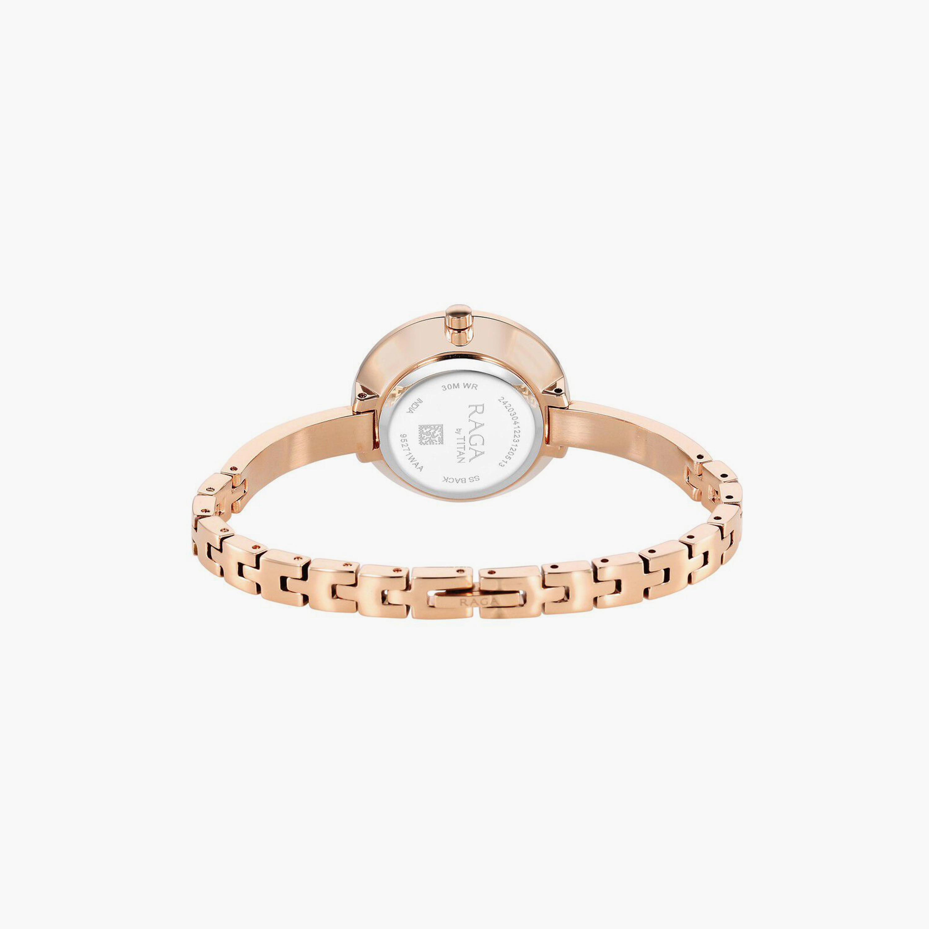 ساعة يد نسائية تيتان بقطر 30 مم أنالوج ذهبية وردية ستانلس ستيل | 95271WM01-women-watchesandjewellery-watches-image-3