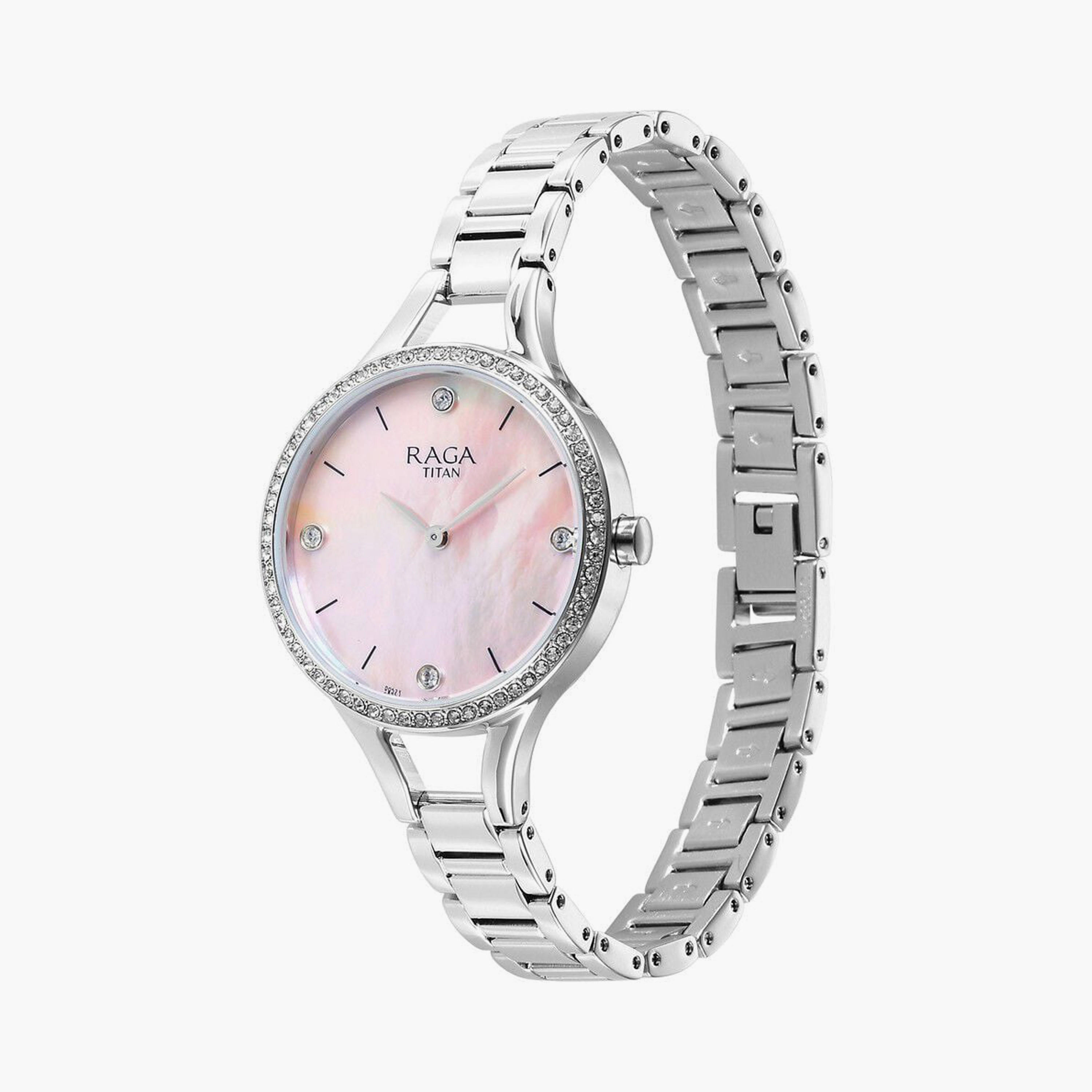Titan Women's 30 MM Silver Analog Stainless Steel Watch | 95275SM01-women-watchesandjewellery-watches-image-2