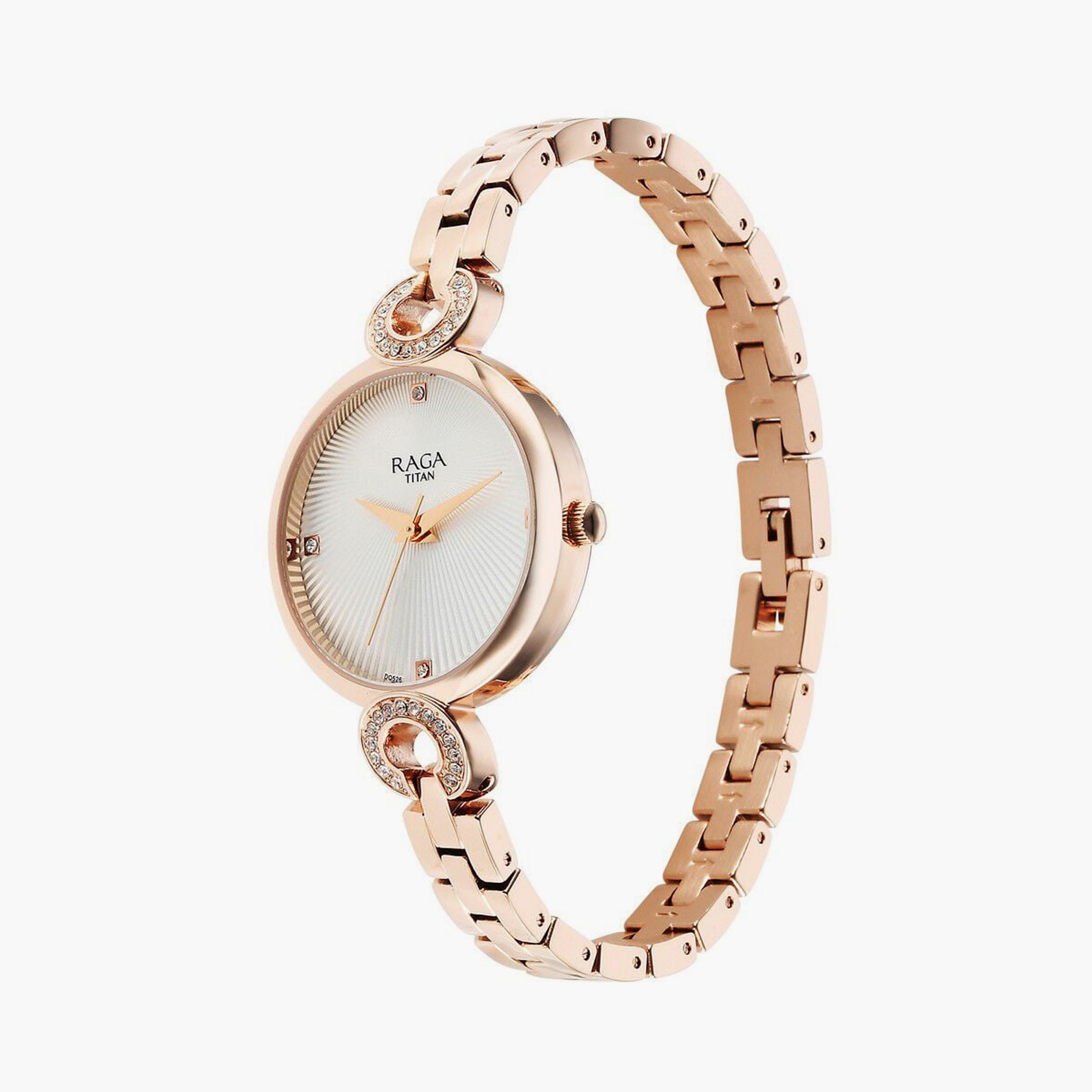 Titan Women's 30 MM Rose Gold Analog Stainless Steel Watch | 95278WM01-women-watchesandjewellery-watches-image-2