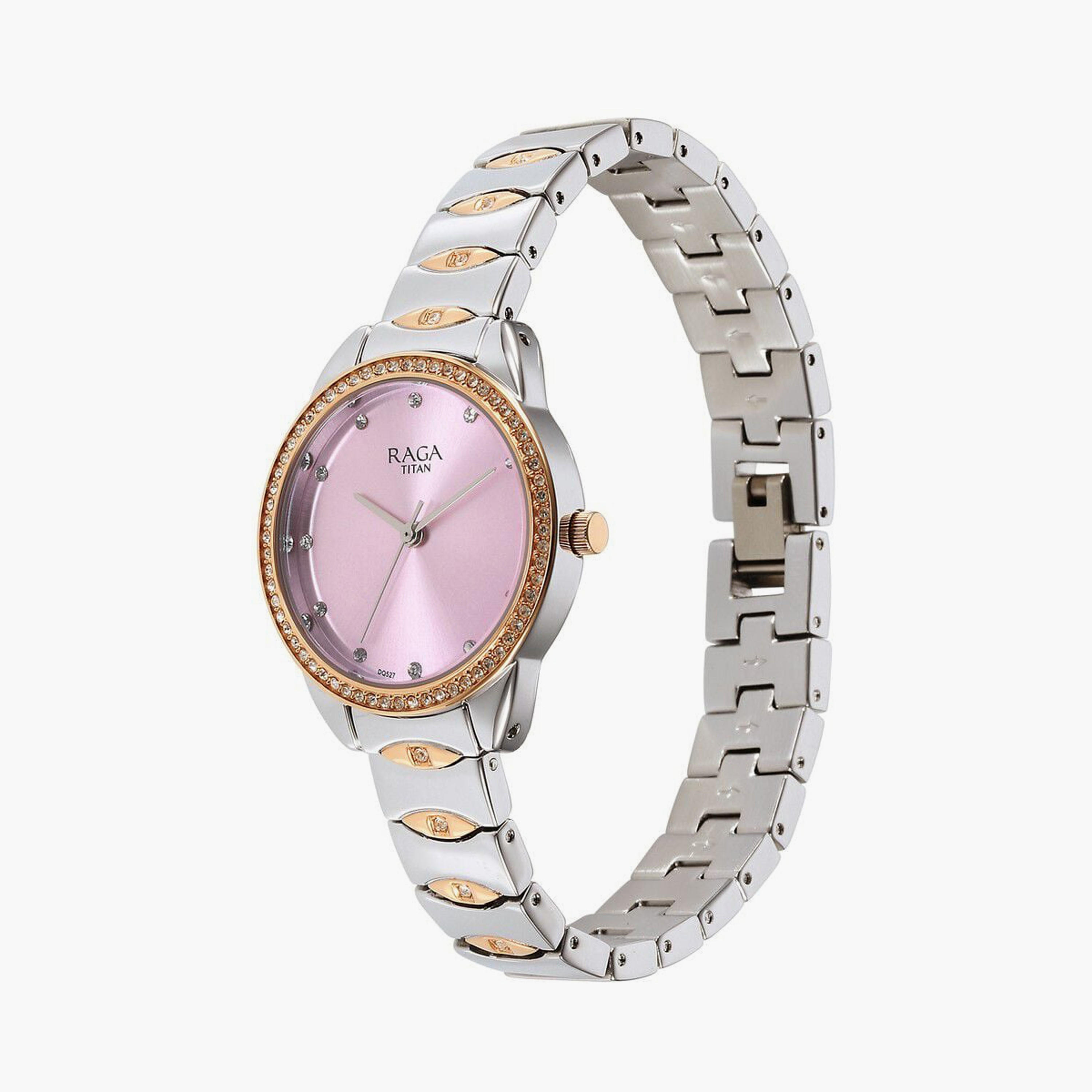 Titan Women's 27 MM Silver & Gold Analog Stainless Steel Watch | 95281KM01-women-watchesandjewellery-watches-image-2