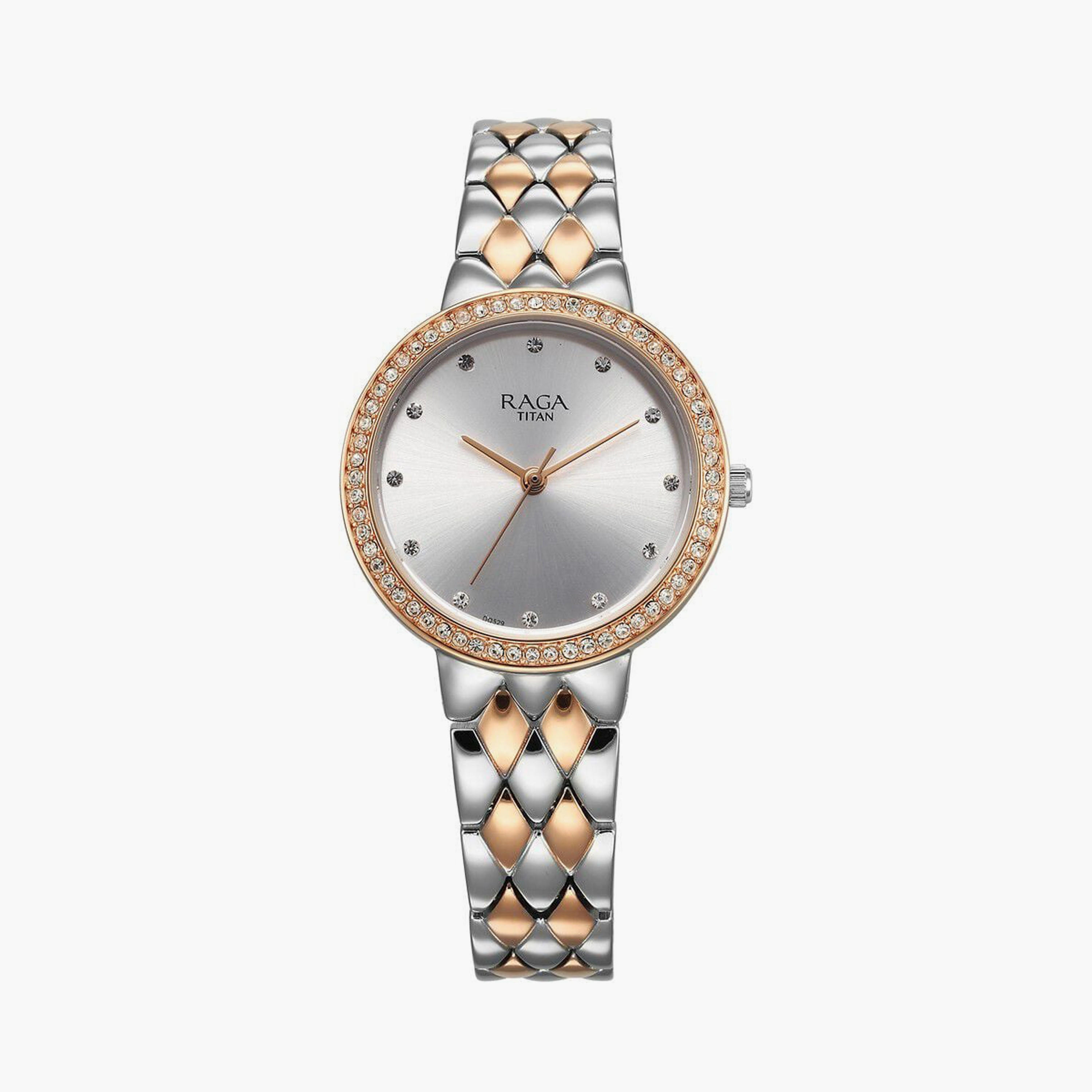 Titan Women's 32 MM Silver & Rose Gold Analog Stainless Steel Watch | 95282KM01-women-watchesandjewellery-watches-image-1