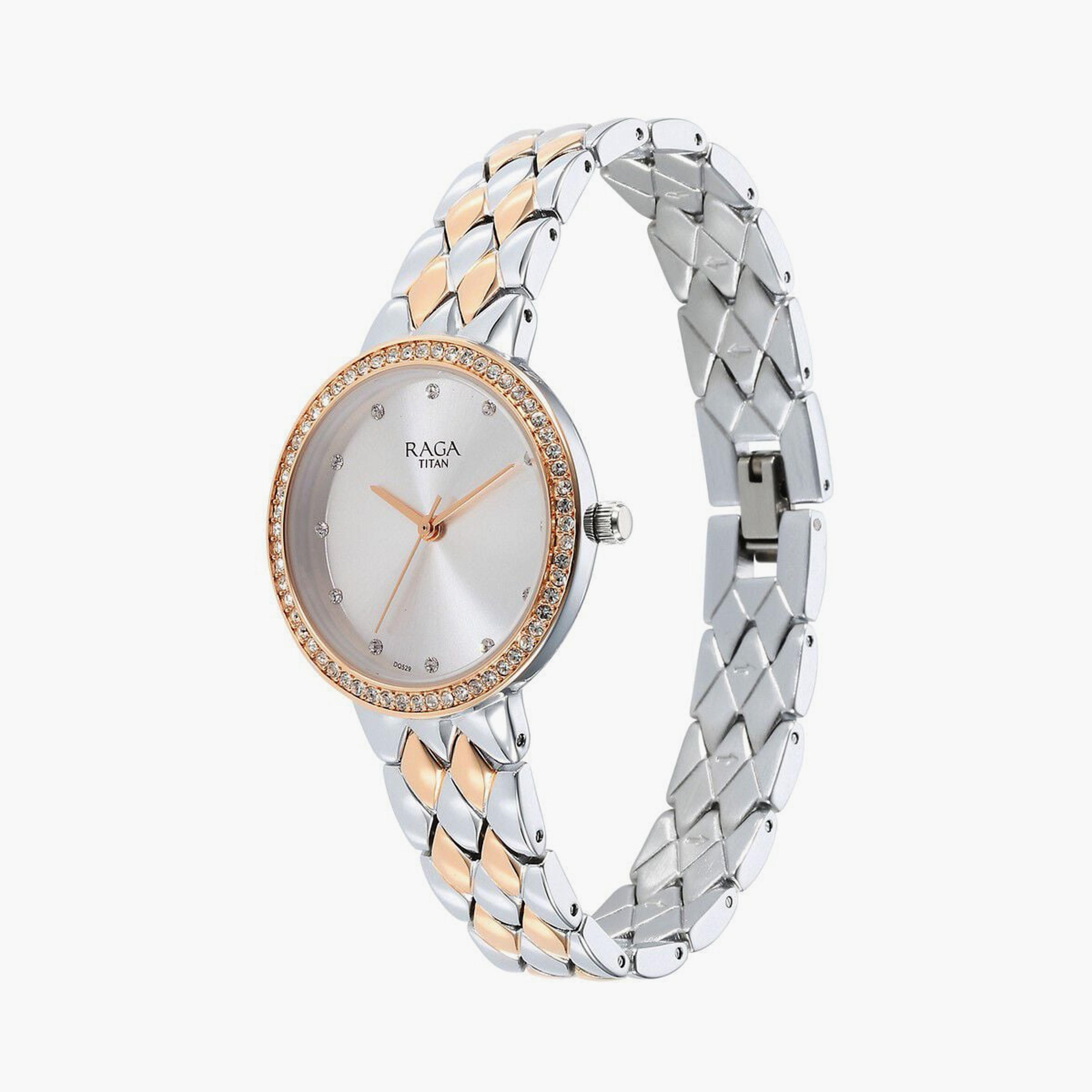 Titan Women's 32 MM Silver & Rose Gold Analog Stainless Steel Watch | 95282KM01-women-watchesandjewellery-watches-image-2