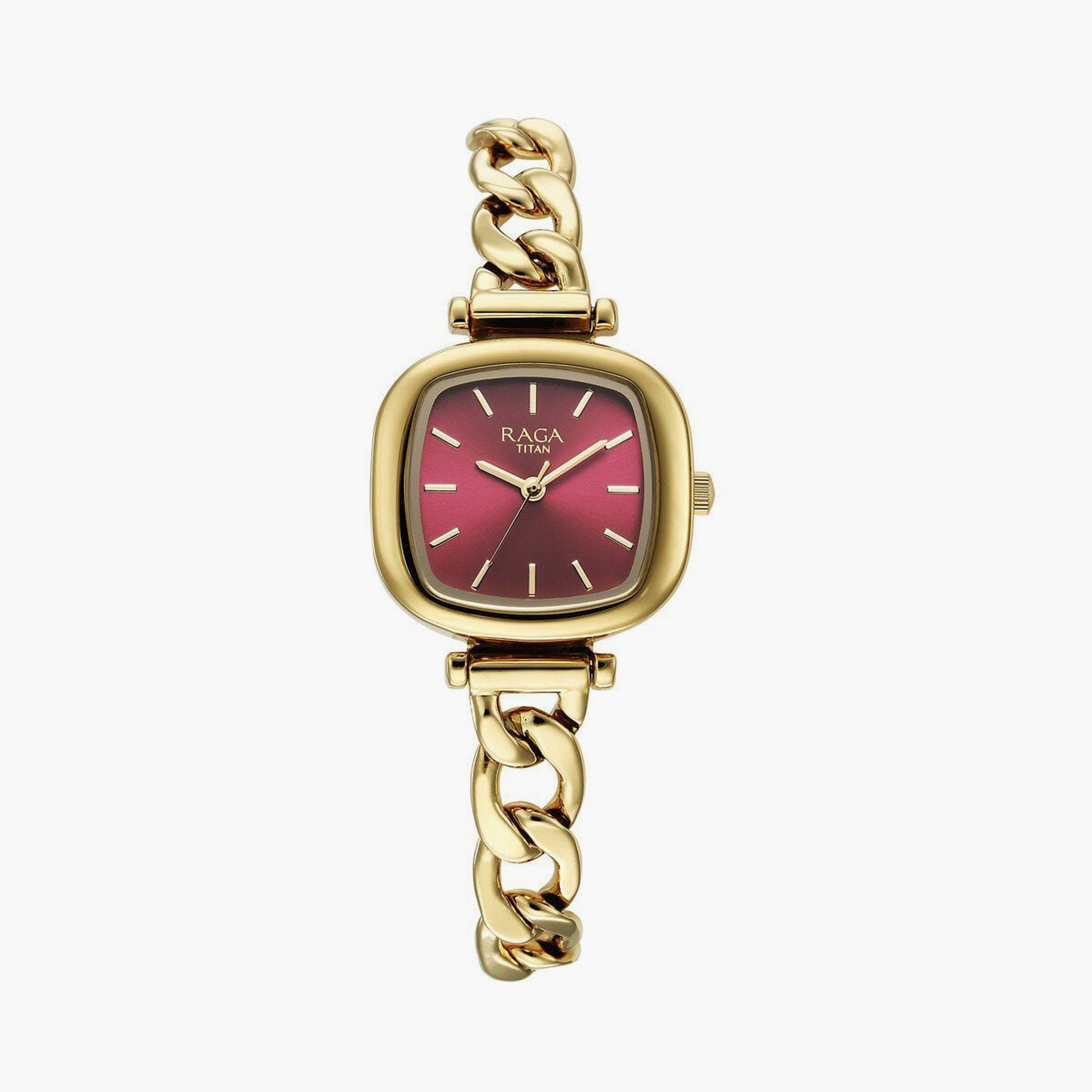 ساعة يد نسائية تيتان بقطر 26 مم أنالوج ذهبية وردية ستانلس ستيل | 95302WM01-women-watchesandjewellery-watches-image-6