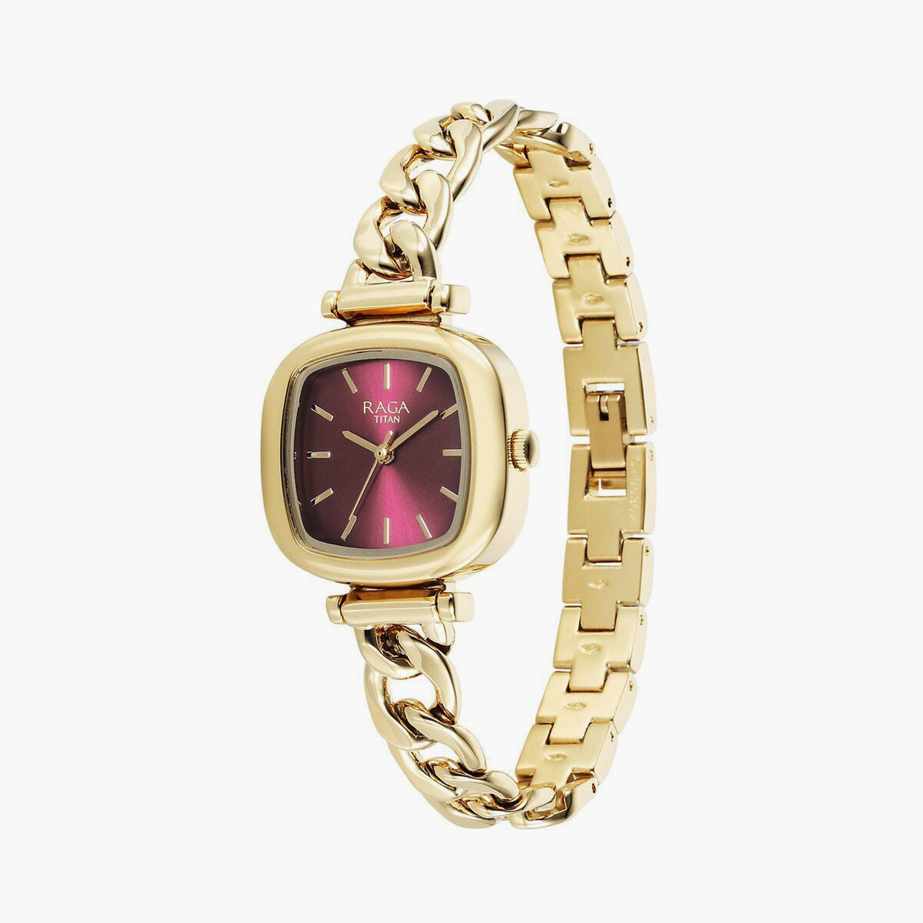 ساعة يد نسائية تيتان بقطر 26 مم أنالوج ذهبية وردية ستانلس ستيل | 95302WM01-women-watchesandjewellery-watches-image-7