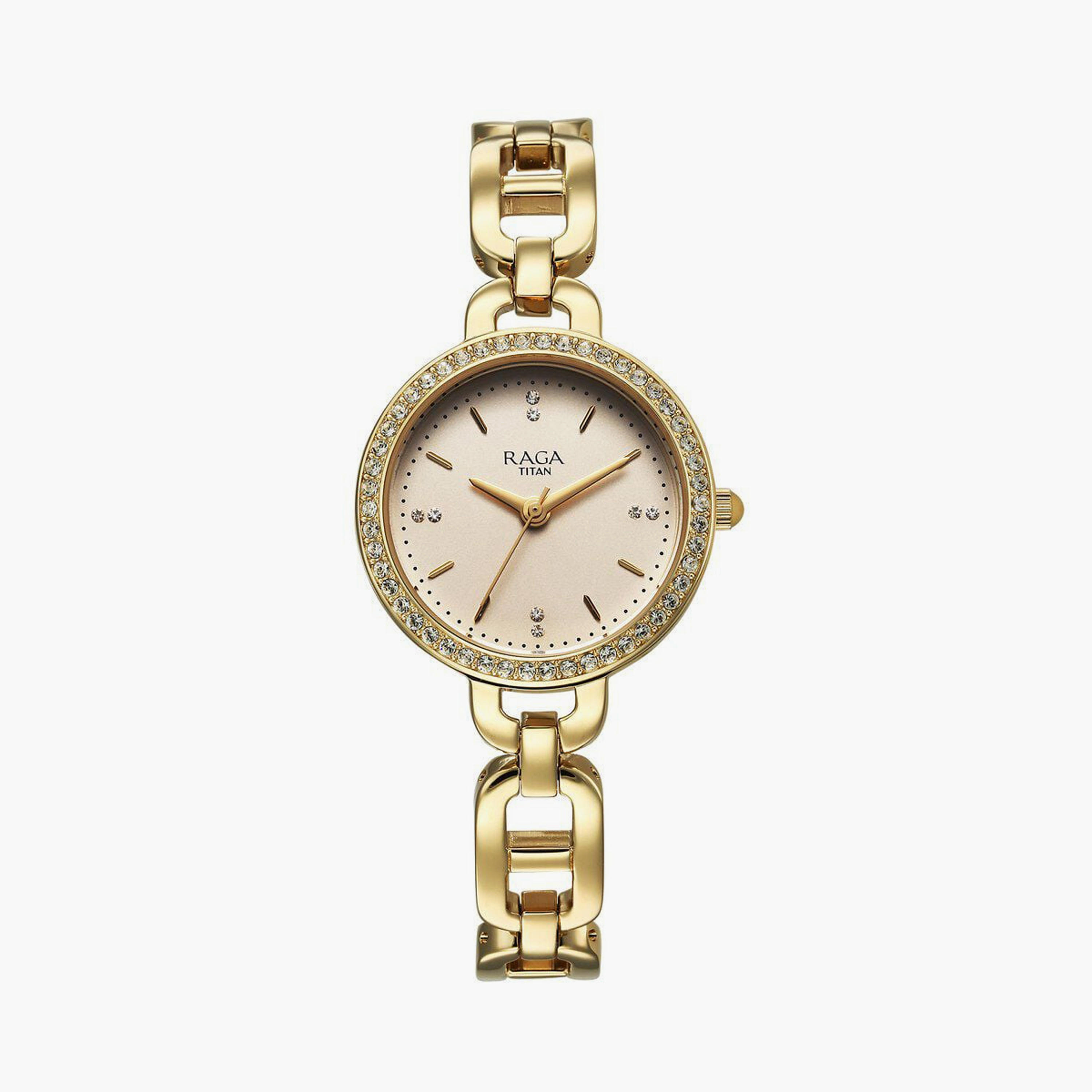 Titan Women's 30 MM Rose Gold Analog Stainless Steel Watch | 95305WM01-women-watchesandjewellery-watches-image-1
