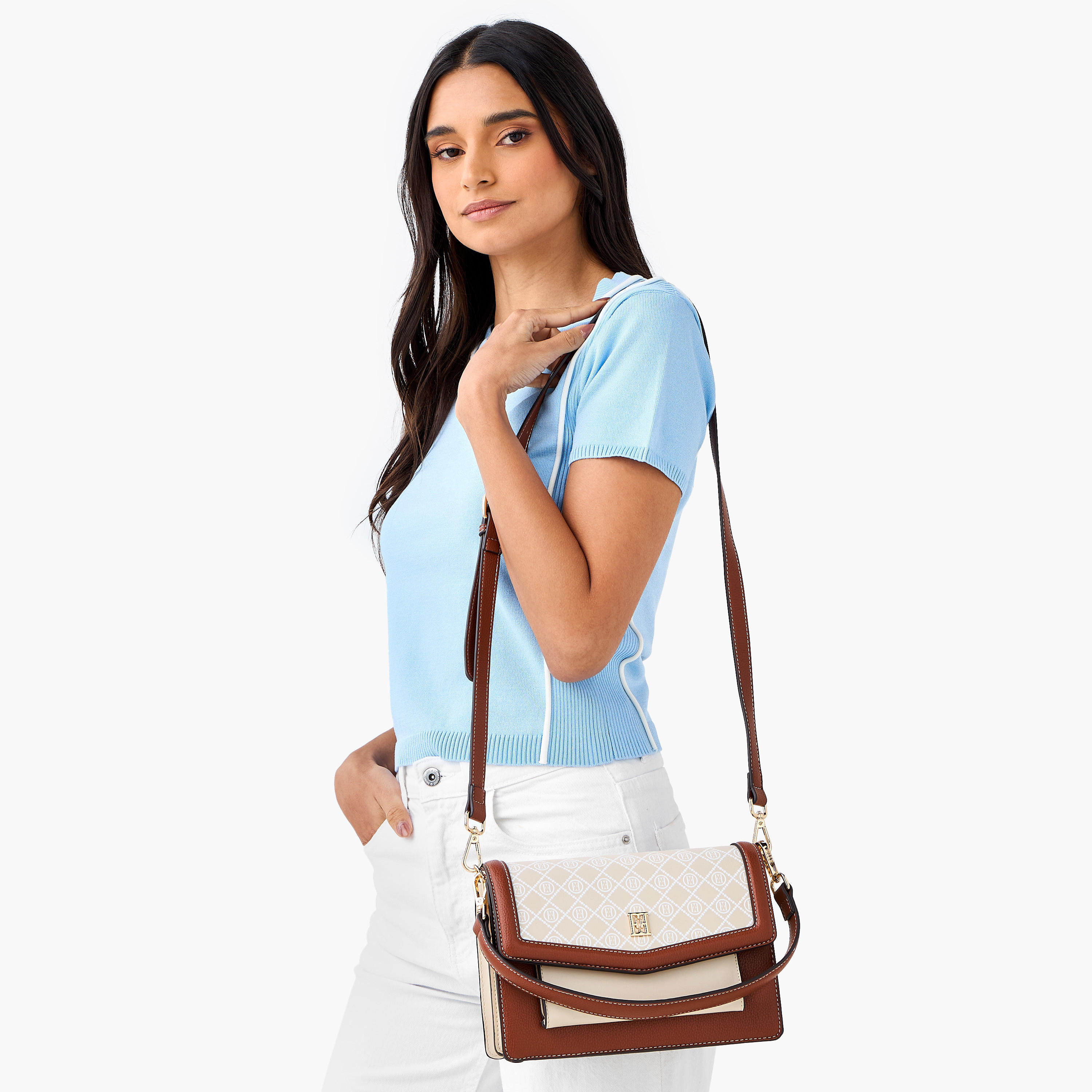 Elle Monogram Print Crossbody Bag with Adjustable Strap-women-bagsandwallets-handbags-image-2