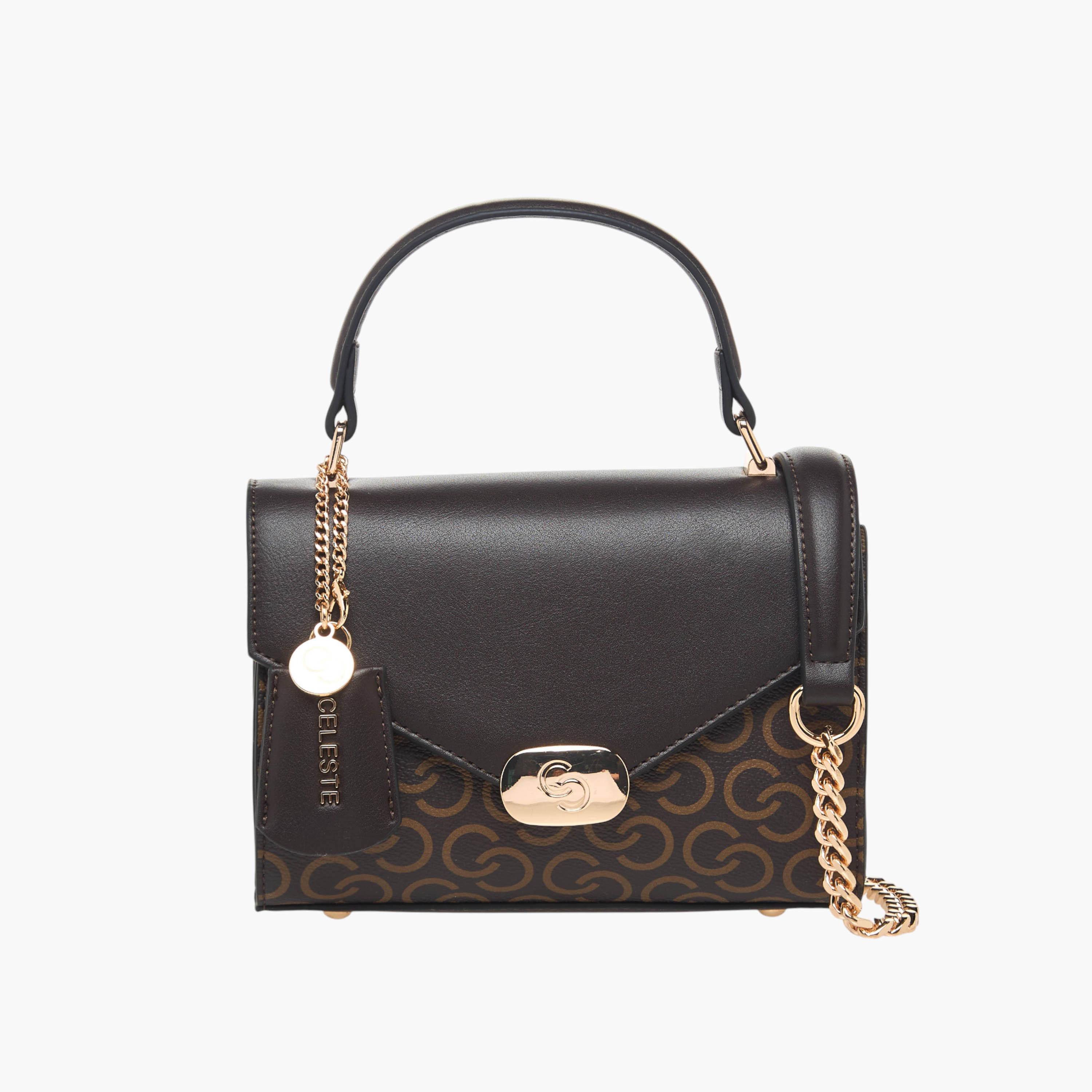 Celeste Monogram Print Satchel Bag with Grab Handle-women-bagsandwallets-handbags-image-1