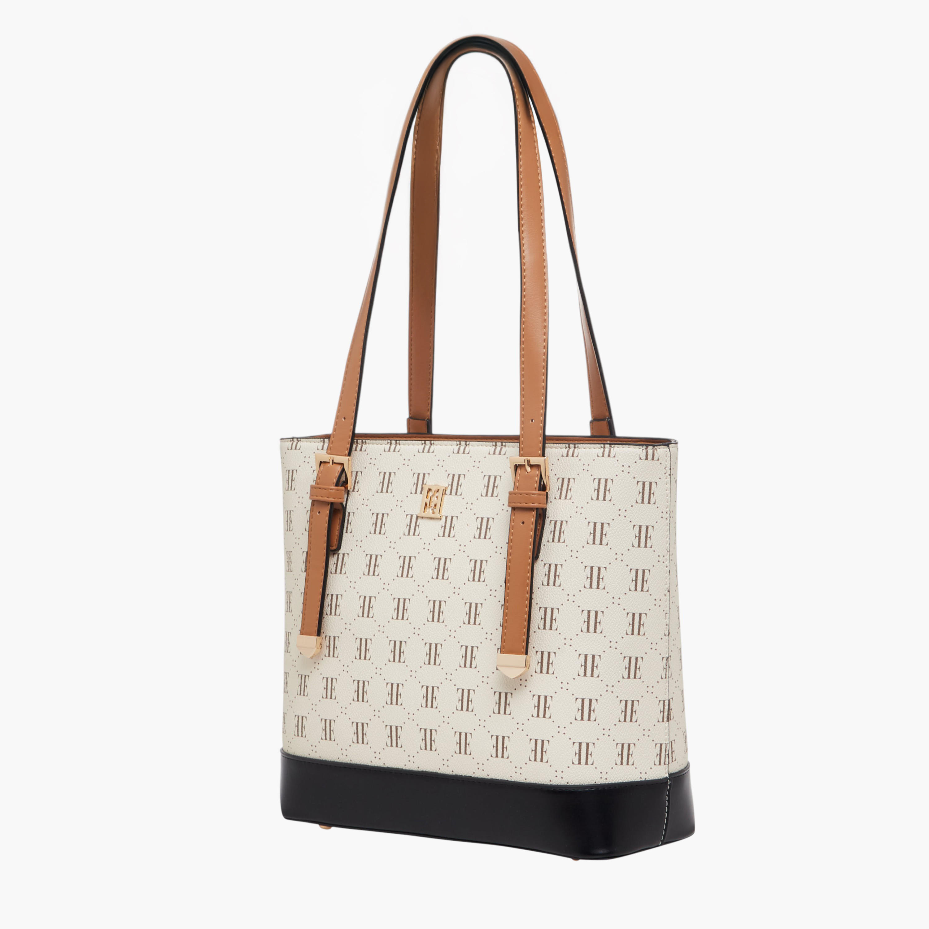 Elle Monogram Print Tote Bag with Zip Closure-women-bagsandwallets-handbags-image-3