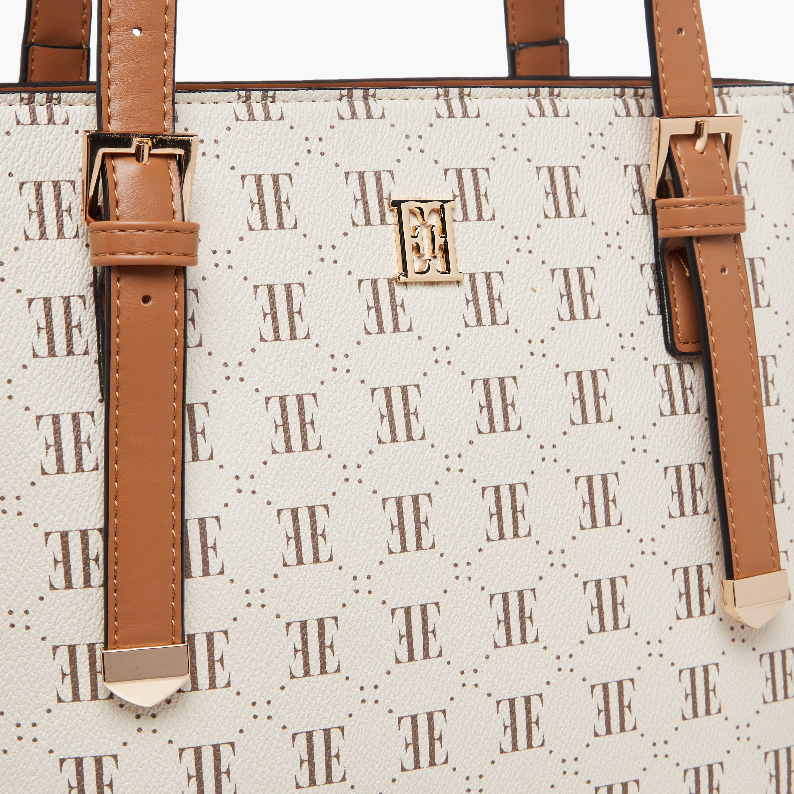 Elle Monogram Print Tote Bag with Zip Closure-women-bagsandwallets-handbags-image-5