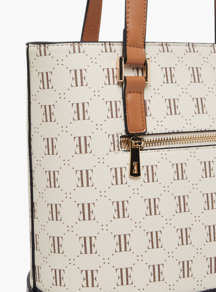 Elle Monogram Print Tote Bag with Zip Closure-women-bagsandwallets-handbags-image-6