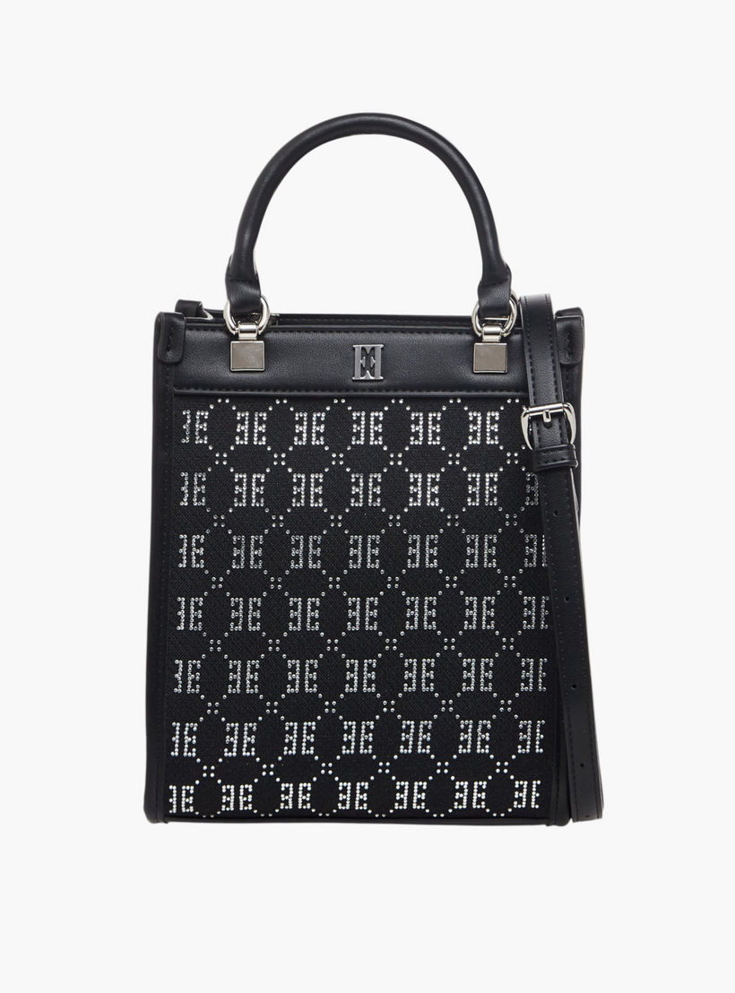 Elle Diamante Embellished Tote Bag with Double Handle-women-bagsandwallets-handbags-image-1