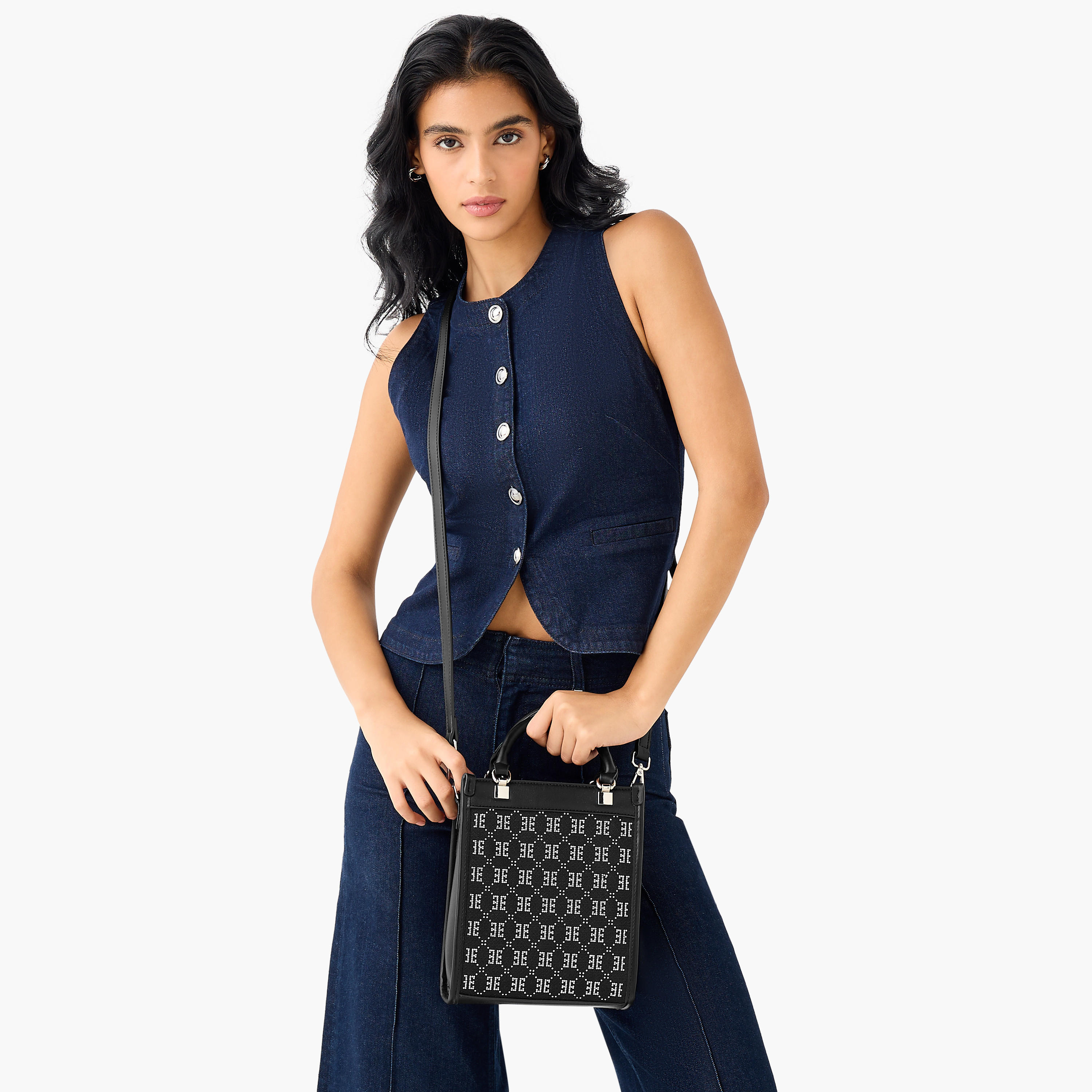 Elle Diamante Embellished Tote Bag with Double Handle-women-bagsandwallets-handbags-image-8