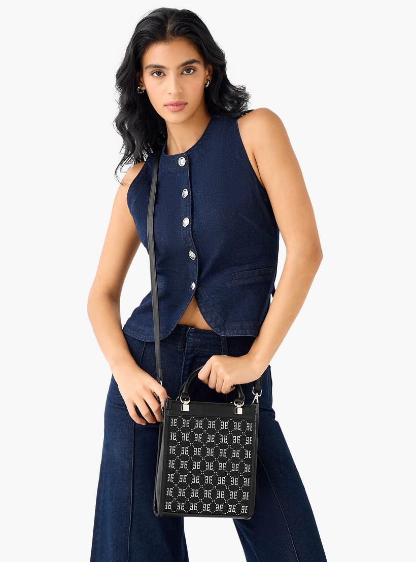Elle Diamante Embellished Tote Bag with Double Handle-women-bagsandwallets-handbags-image-8