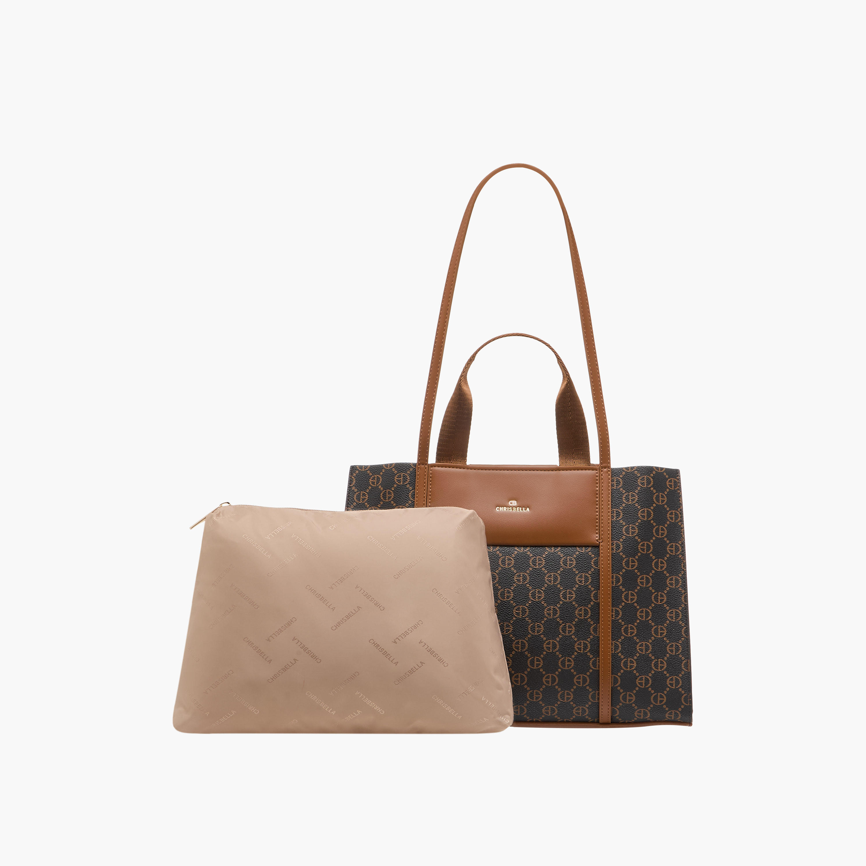 Chrisbella Monogram Print Tote Bag with Top Handles-women-bagsandwallets-handbags-image-1