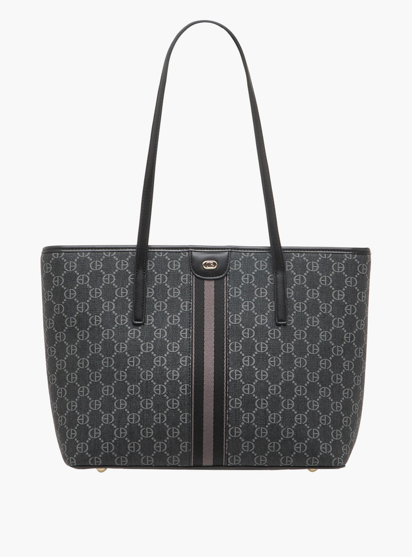 Chrisbella Monogram Print Tote Bag with Zip Around Wallet-women-bagsandwallets-handbags-image-3