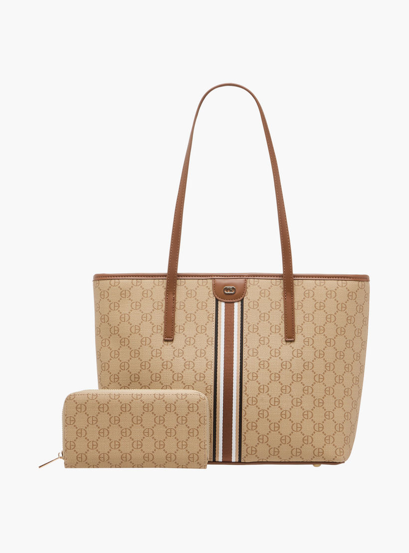 شنطة توتي بطبعات مع محفظة من كريسبيلا-women-bagsandwallets-handbags-image-1