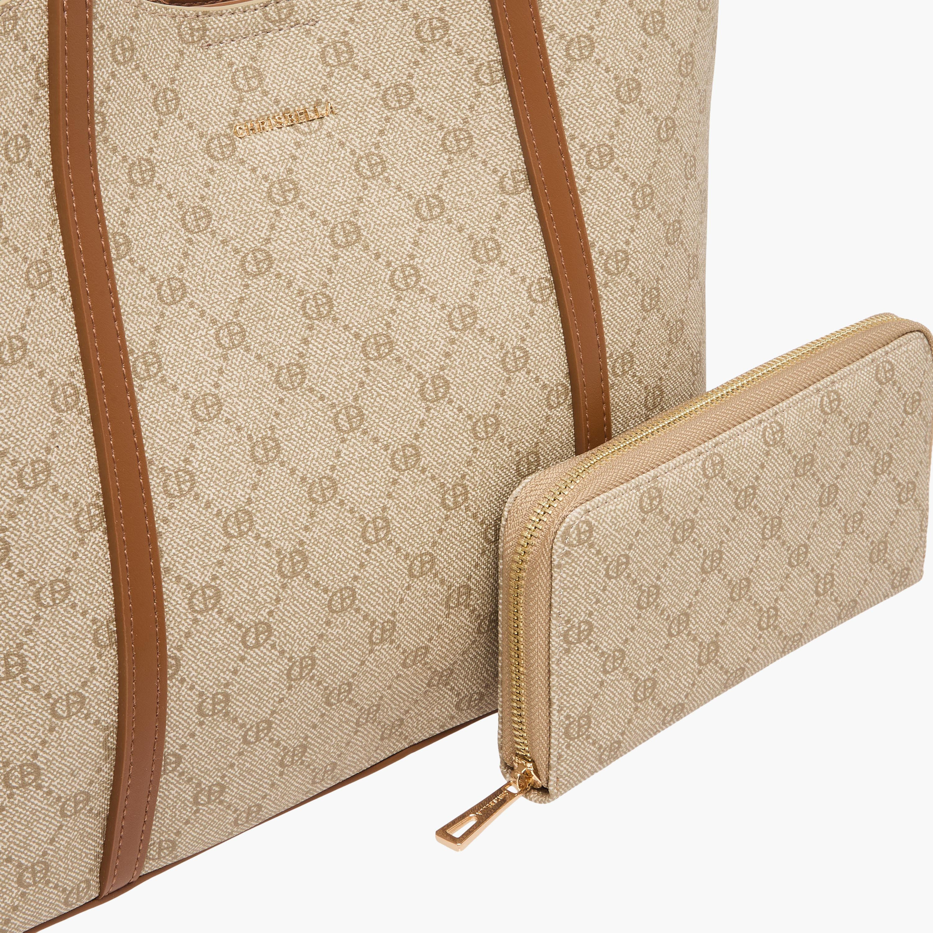 شنطة توتي بطبعات مونوجرام مع محفظة بسحاب إغلاق دائري من كريسبيلا-women-bagsandwallets-handbags-image-7
